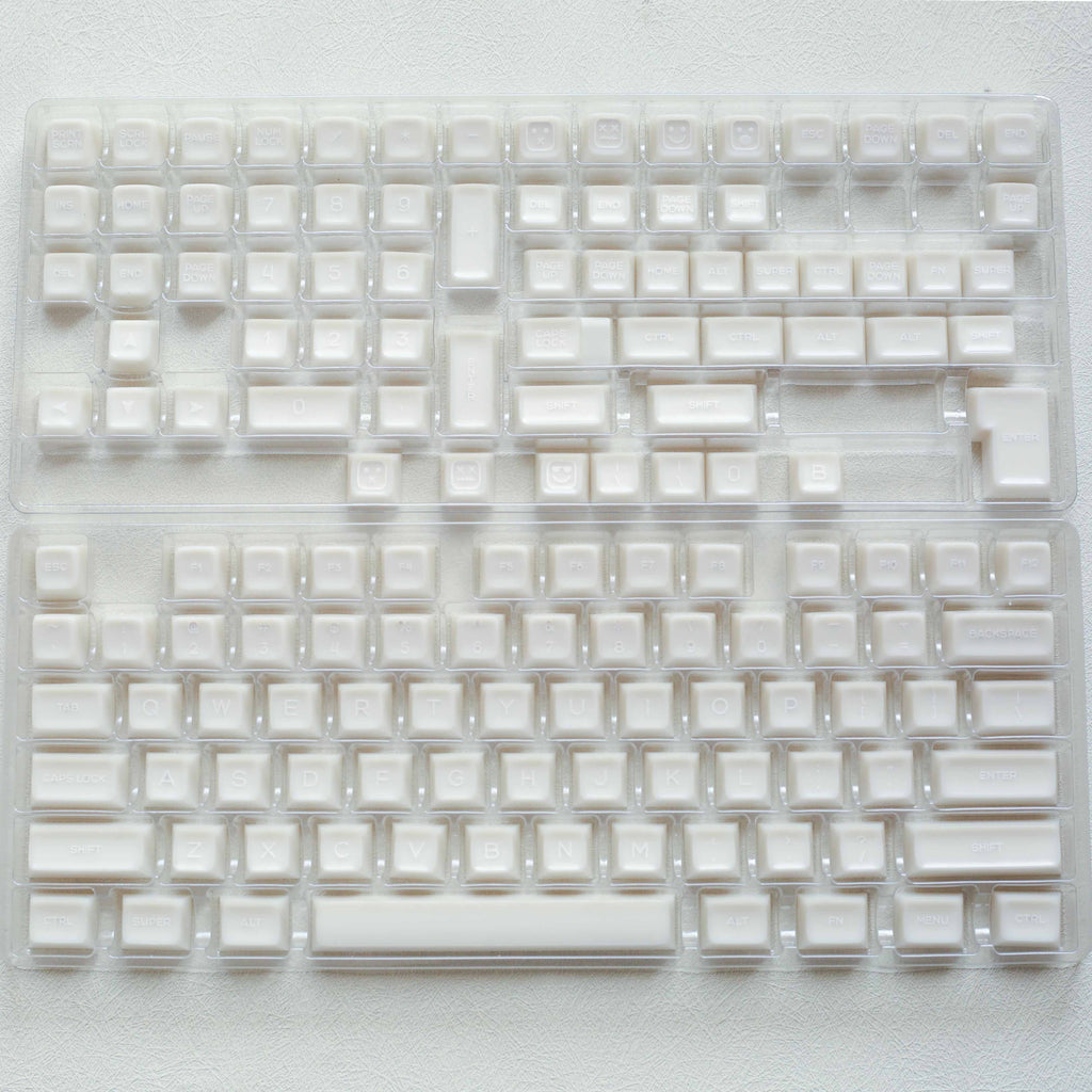 Semi-Transparent Minimalist White Keycaps - Diykeycap