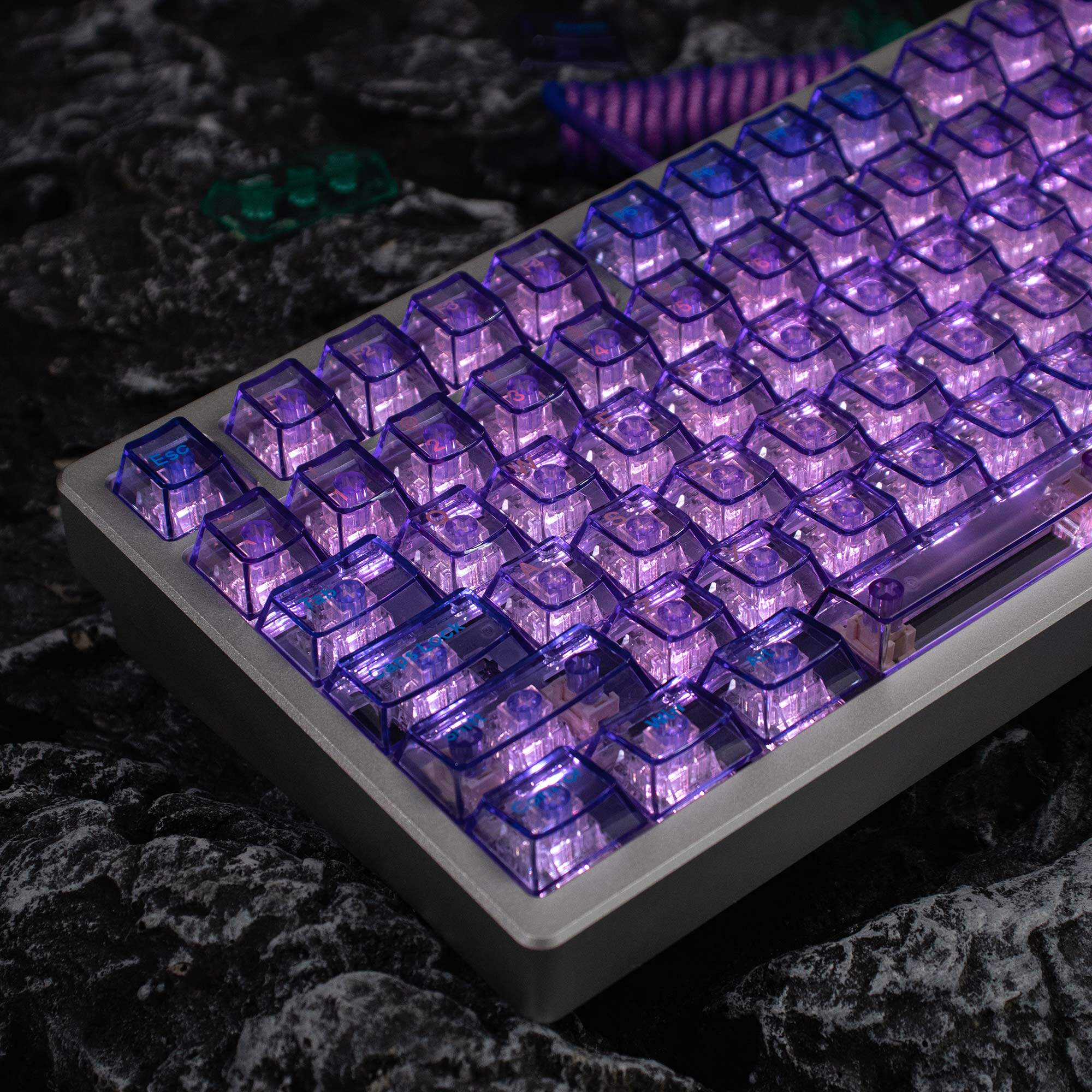 Crystal Purple Translucent Keycaps - Diykeycap