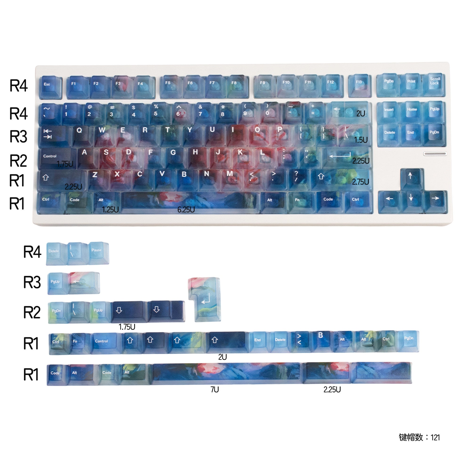 Rose Requiem Frosted Translucent keycaps