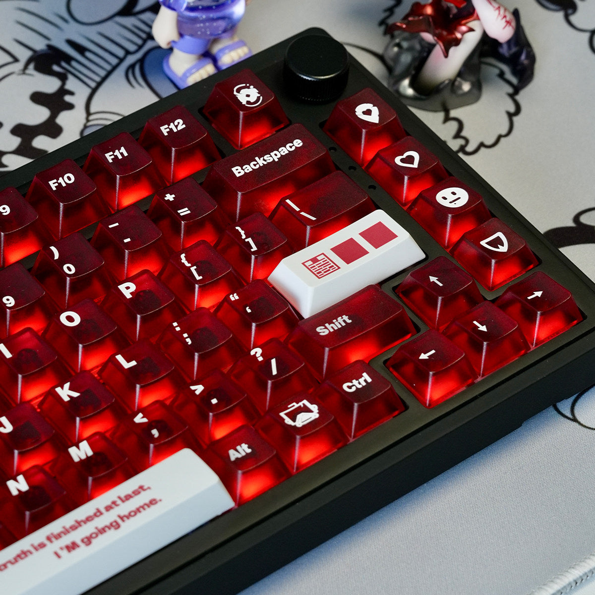 Frosted Translucent Red PBT keycaps - Diykeycap