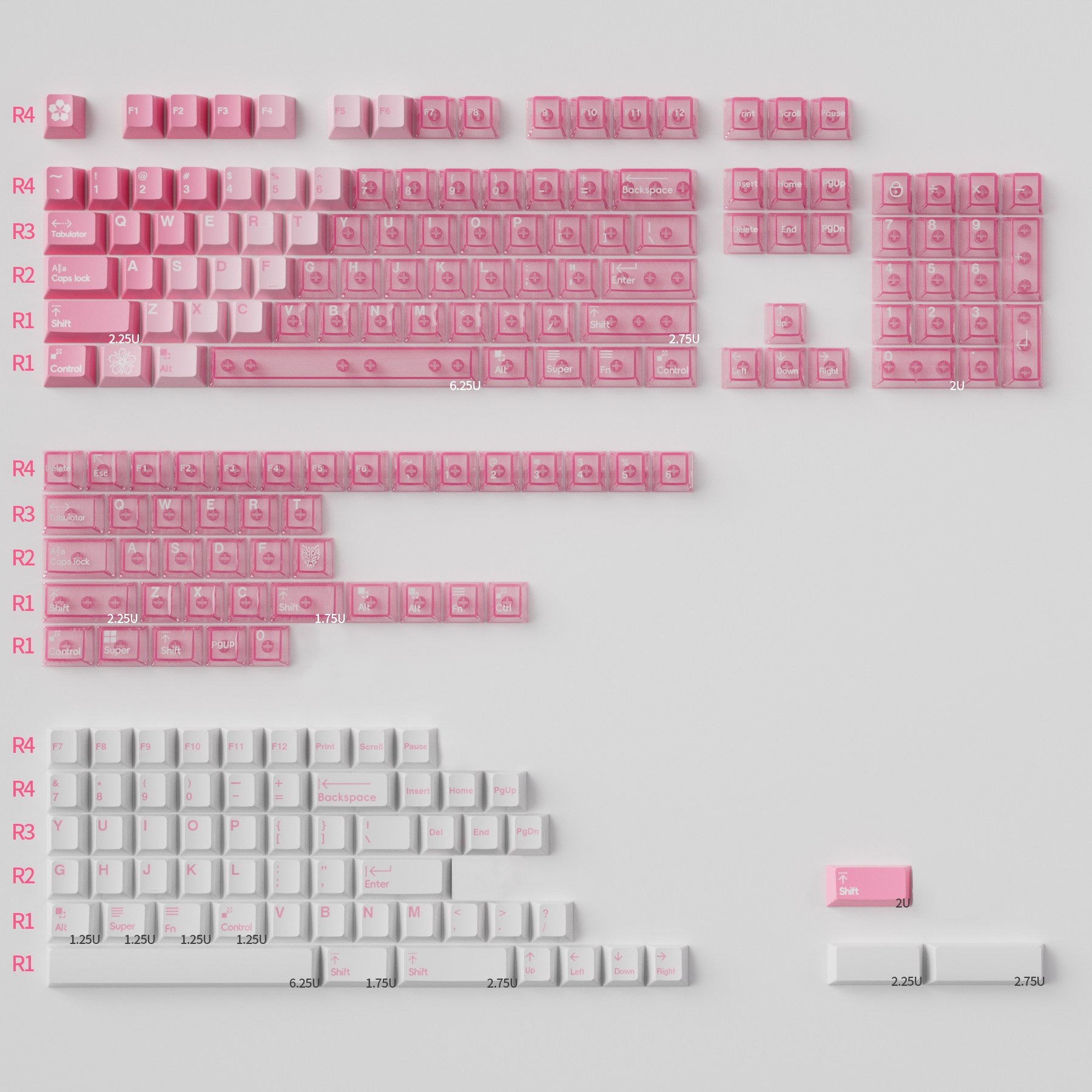 Snow Mountain Flower Pink R2 - Diykeycap