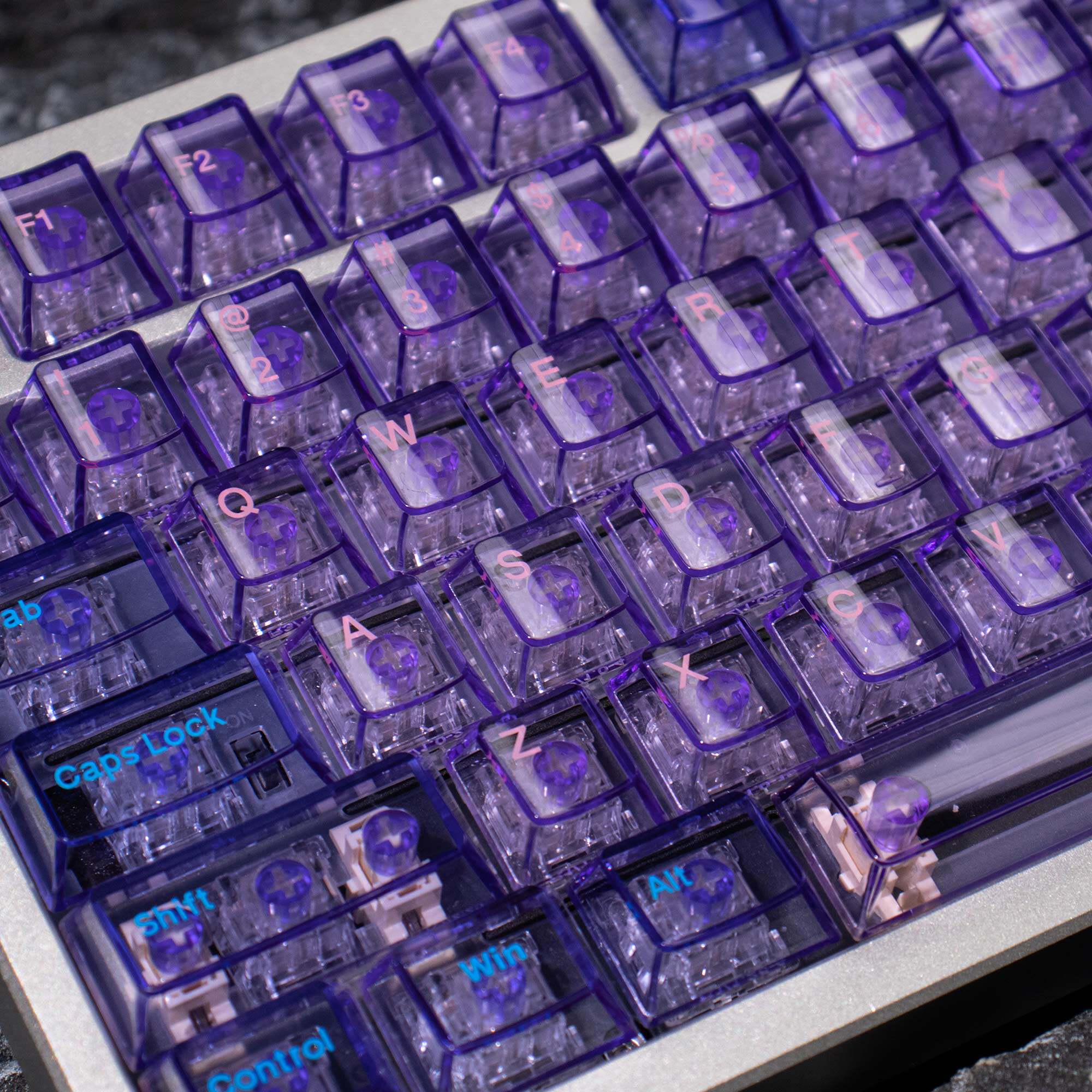 Crystal Purple Translucent Keycaps - Diykeycap