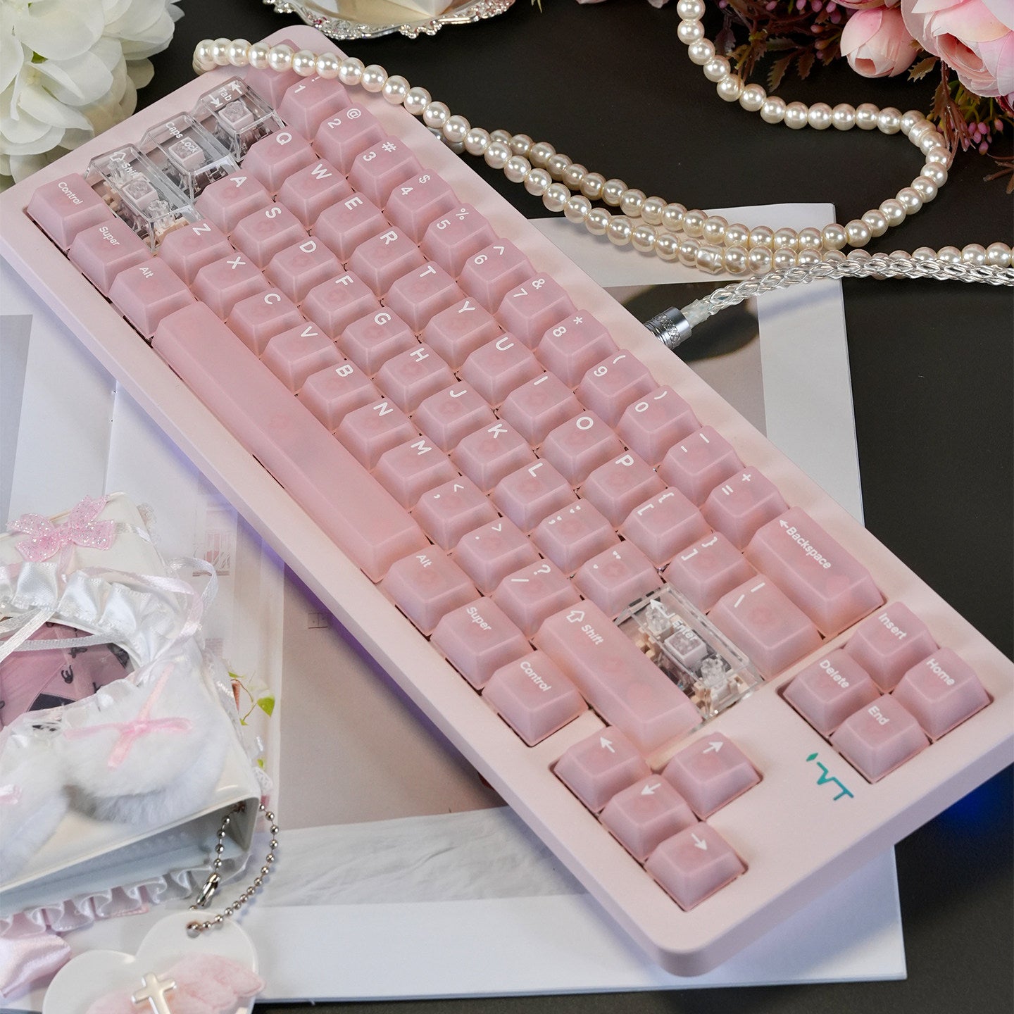 Mint Pink PC Matte Frosted Keycaps - Diykeycap