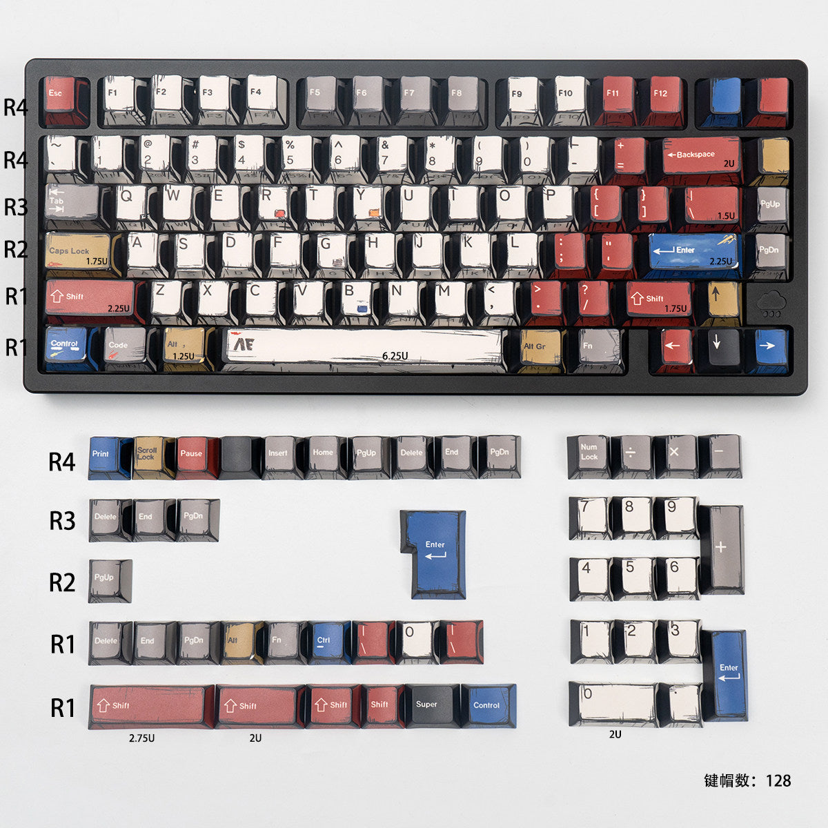 Mixed-Light Comic (Side-lit) keycaps - Diykeycap