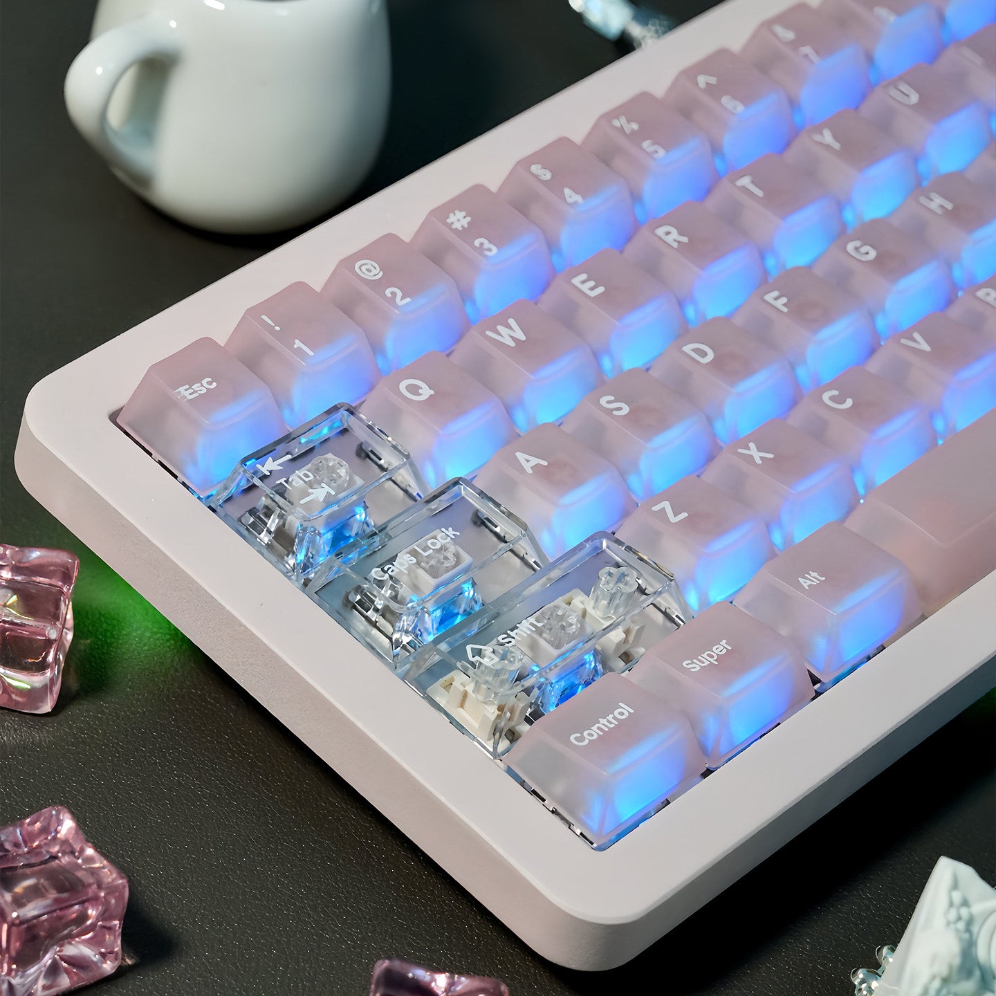 Mint Pink PC Matte Frosted Keycaps - Diykeycap