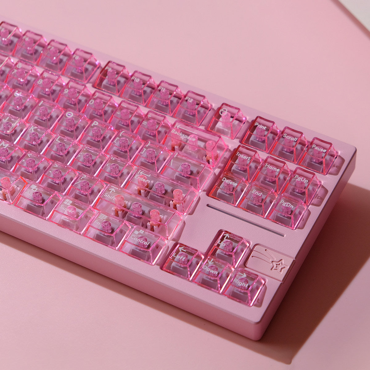 Pink Transparent PBT keycaps - Diykeycap