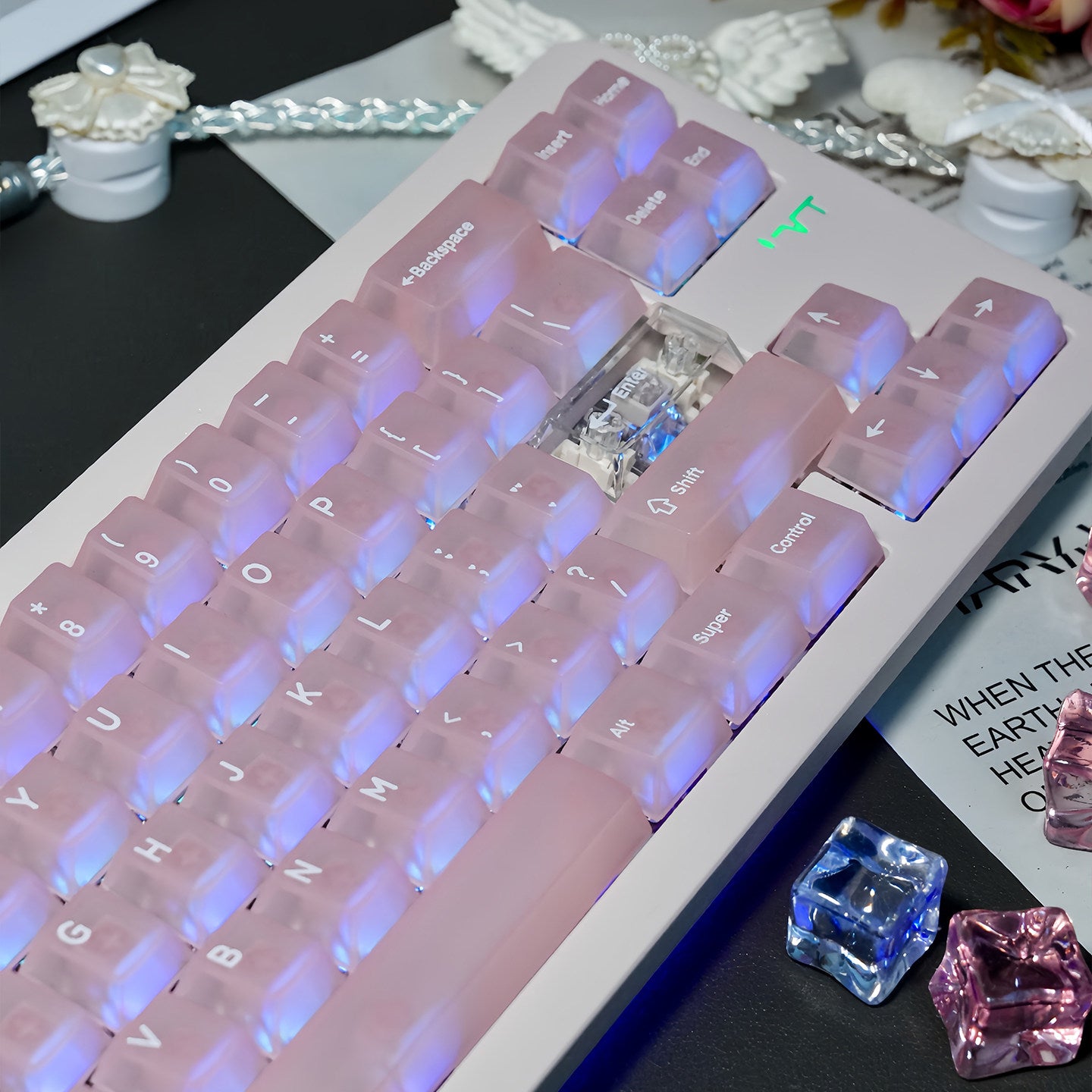 Mint Pink PC Matte Frosted Keycaps - Diykeycap