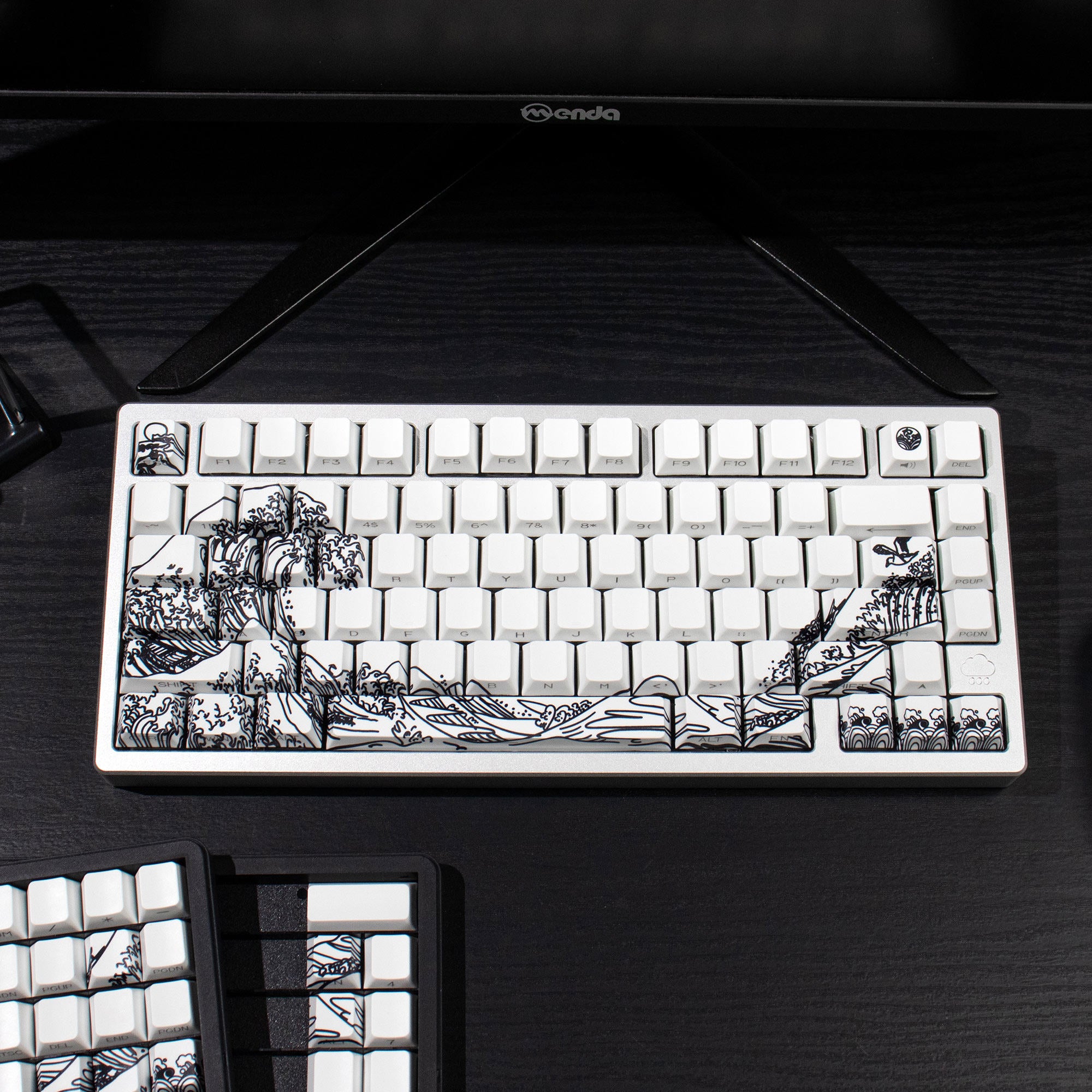 Ukiyo-e Theme Side-Lit Shine Through Keycaps White Red Black keycaps