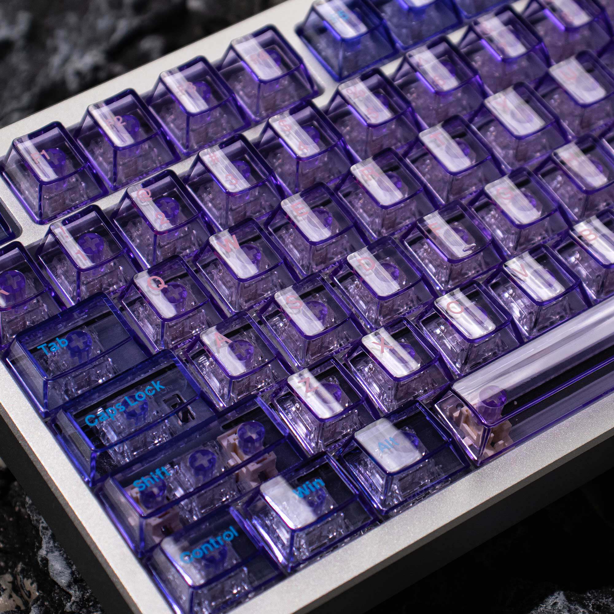 Crystal Purple Translucent Keycaps - Diykeycap