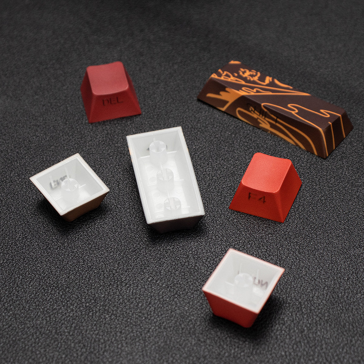 Ukiyo-e Theme Side-Lit Shine Through Keycaps White Red Black keycaps