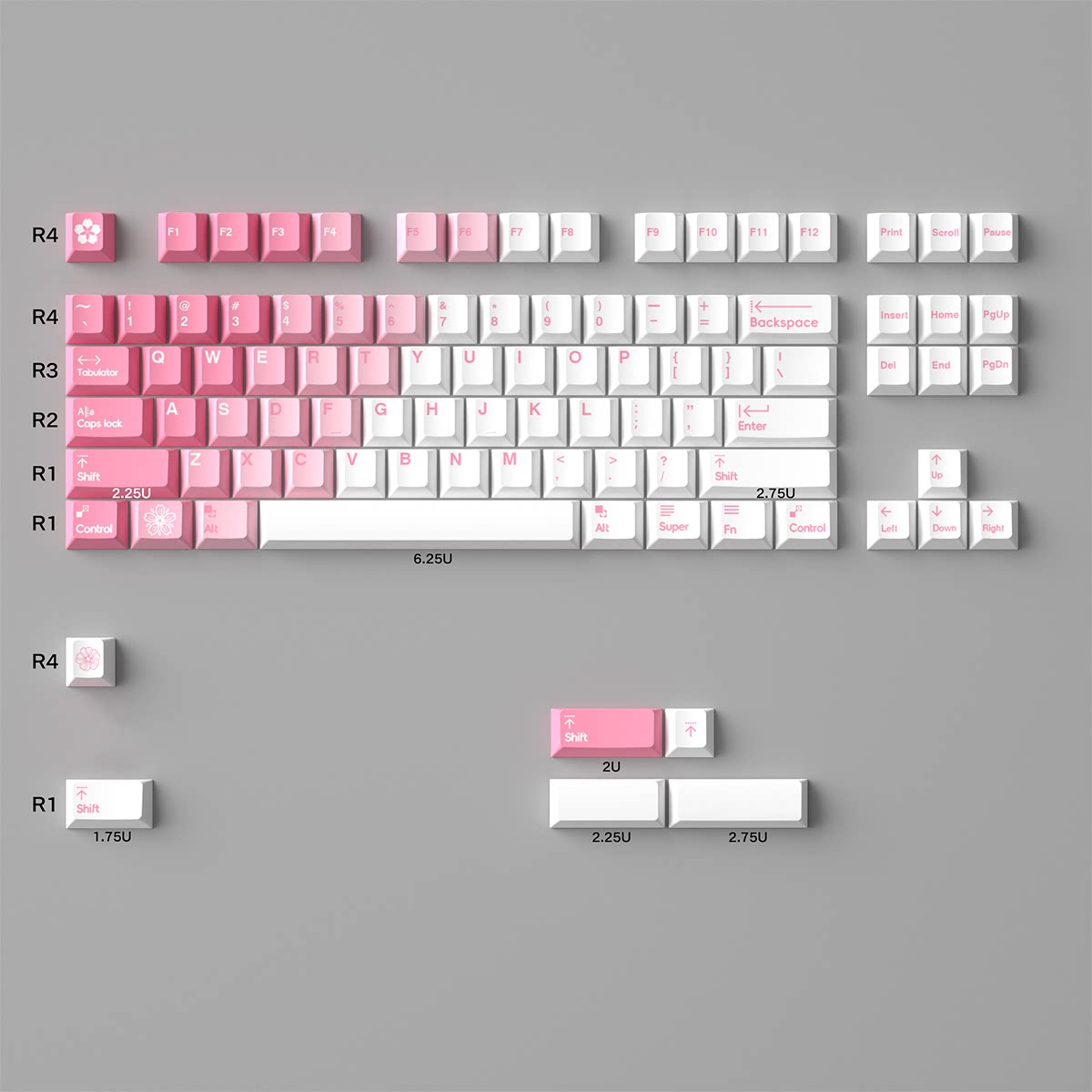 Snow Mountain Flower Pink R2 - Diykeycap