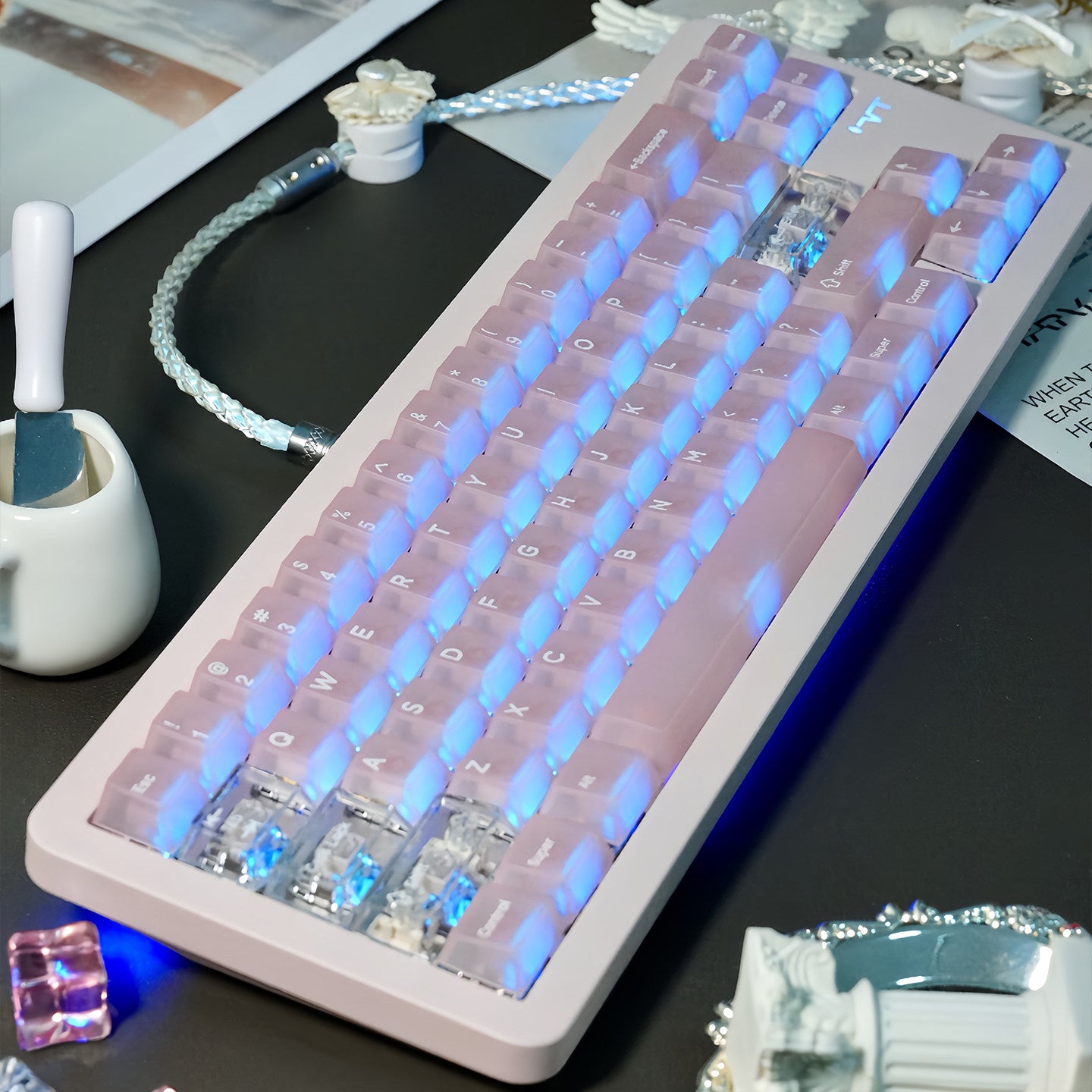 Mint Pink PC Matte Frosted Keycaps - Diykeycap