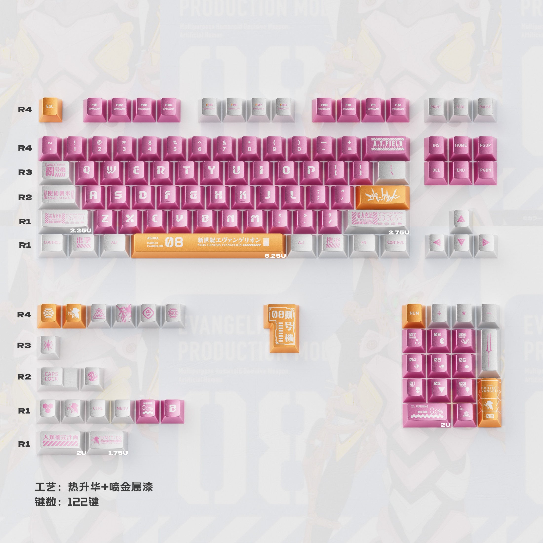 Pink Mecha-08 keycaps - Diykeycap
