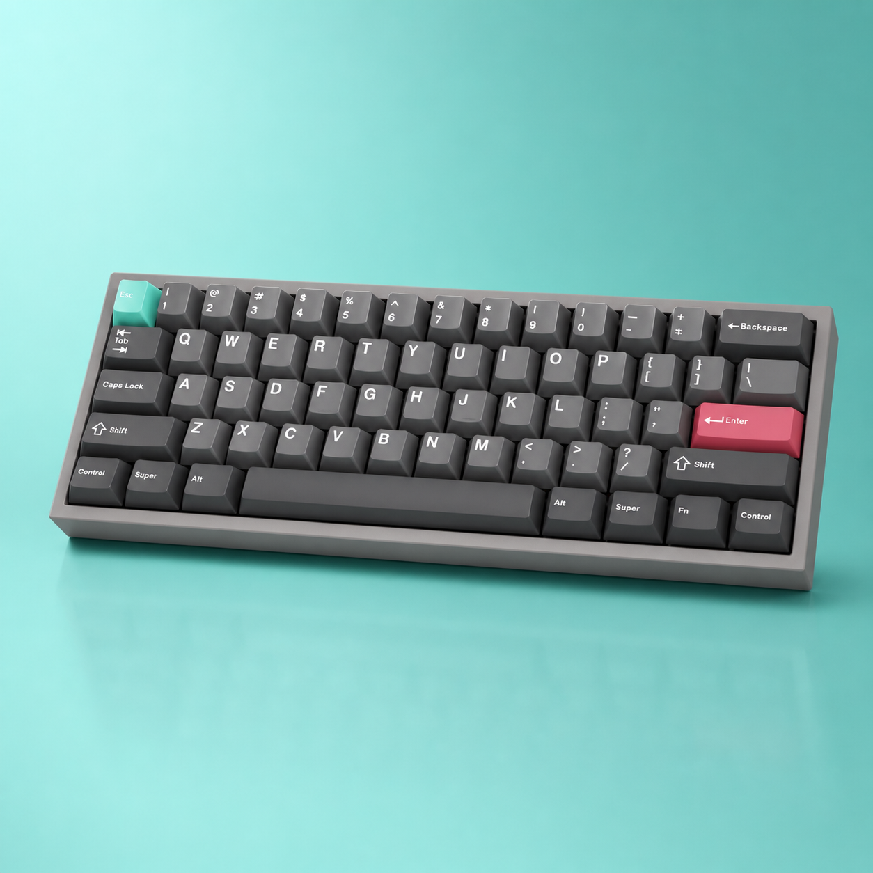 DIYKeycap custom keycap set in graphite, mint and coral