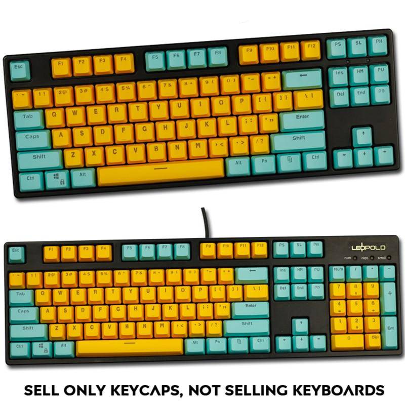 104-Key PBT Backlight Keycap Cute Cyan-Yellow - Diykeycap