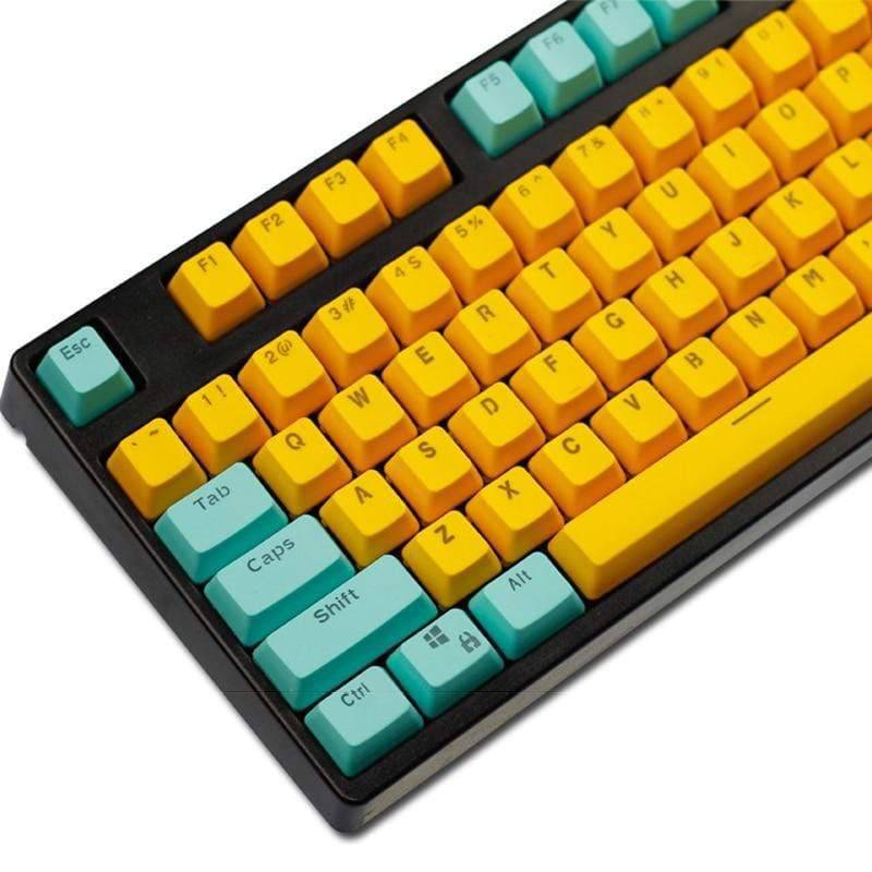 104-Key PBT Backlight Keycap Cute Cyan-Yellow - Diykeycap