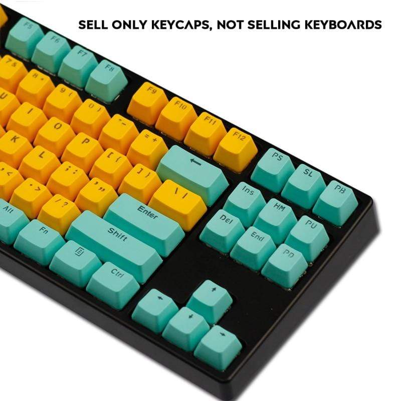 104-Key PBT Backlight Keycap Cute Cyan-Yellow - Diykeycap