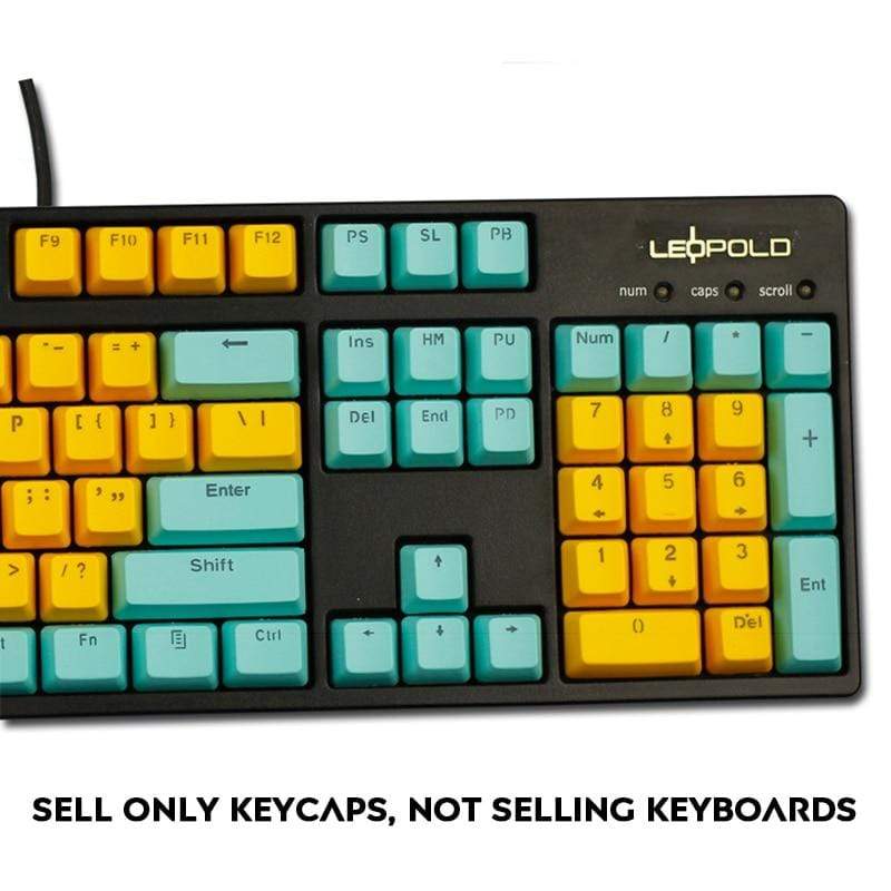 104-Key PBT Backlight Keycap Cute Cyan-Yellow - Diykeycap