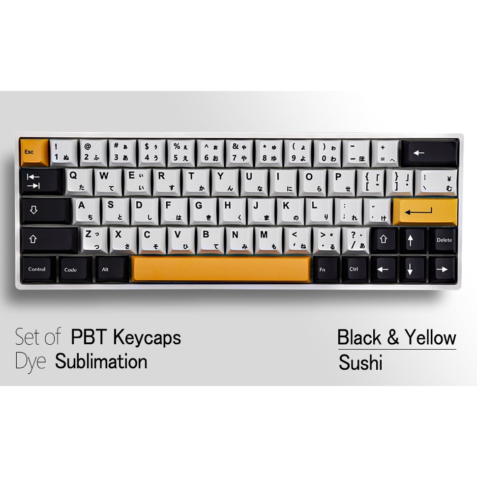 145 Keys Black and Yellow Japanese keycap - Diykeycap