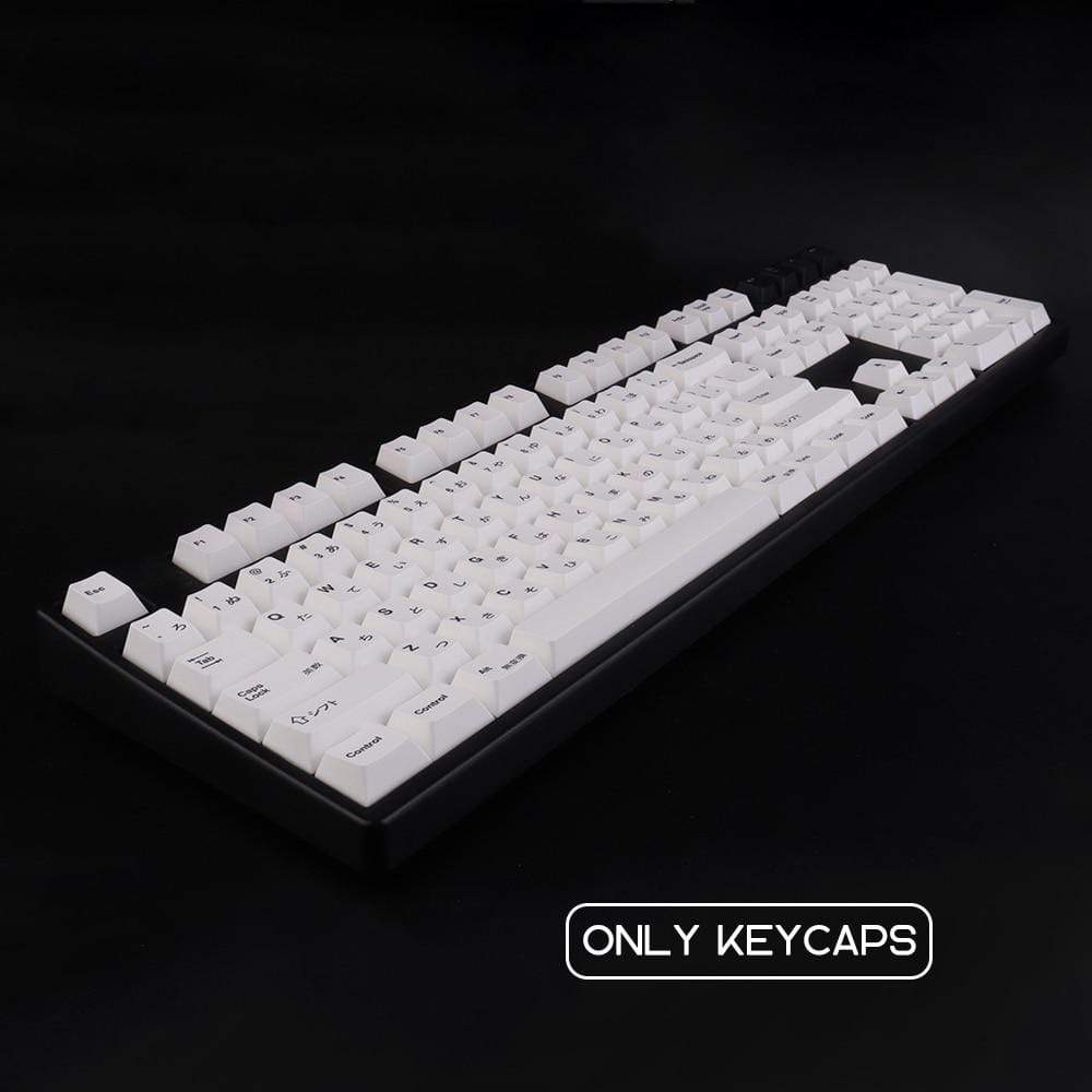 PBT 135 Keys Cherry Profile DYE-Sub Japanese Keycap Minimalist White Theme Minimalist Style Suitable For Mechanical Keyboard - Diykeycap
