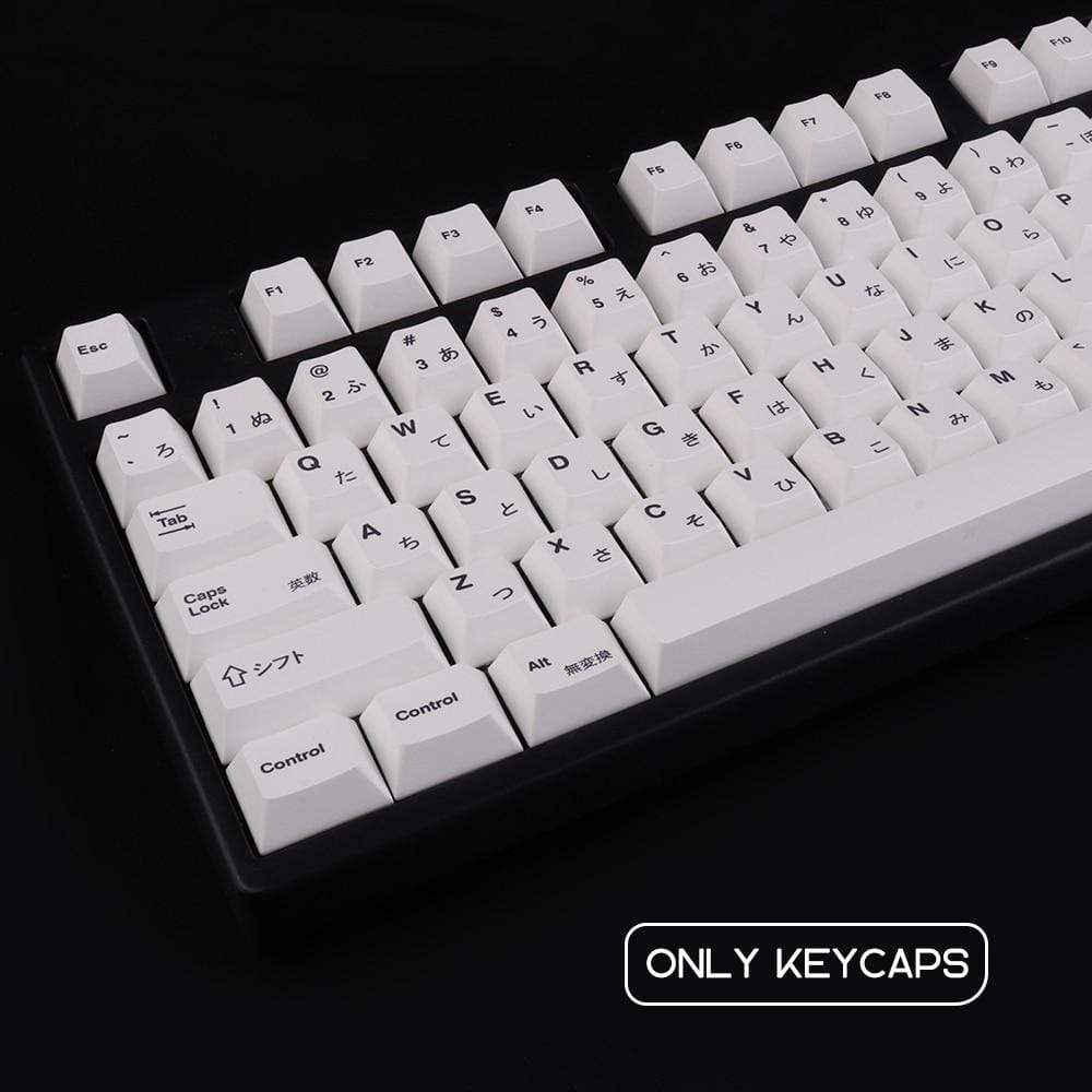 PBT 135 Keys Cherry Profile DYE-Sub Japanese Keycap Minimalist White Theme Minimalist Style Suitable For Mechanical Keyboard - Diykeycap