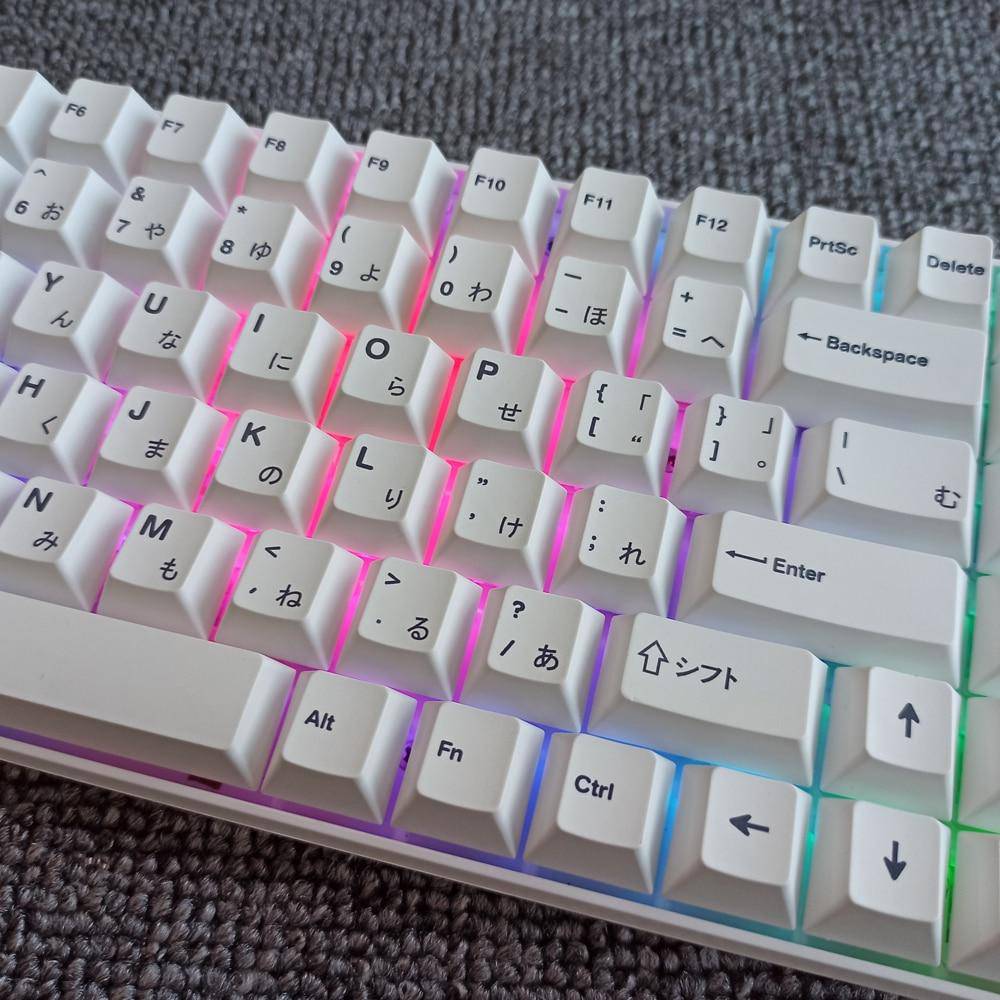PBT 135 Keys Cherry Profile DYE-Sub Japanese Keycap Minimalist White Theme Minimalist Style Suitable For Mechanical Keyboard - Diykeycap