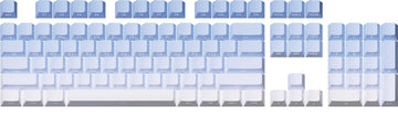 Catalog example of blue Cherry-profile keycaps with side legends, marked ABS+PC