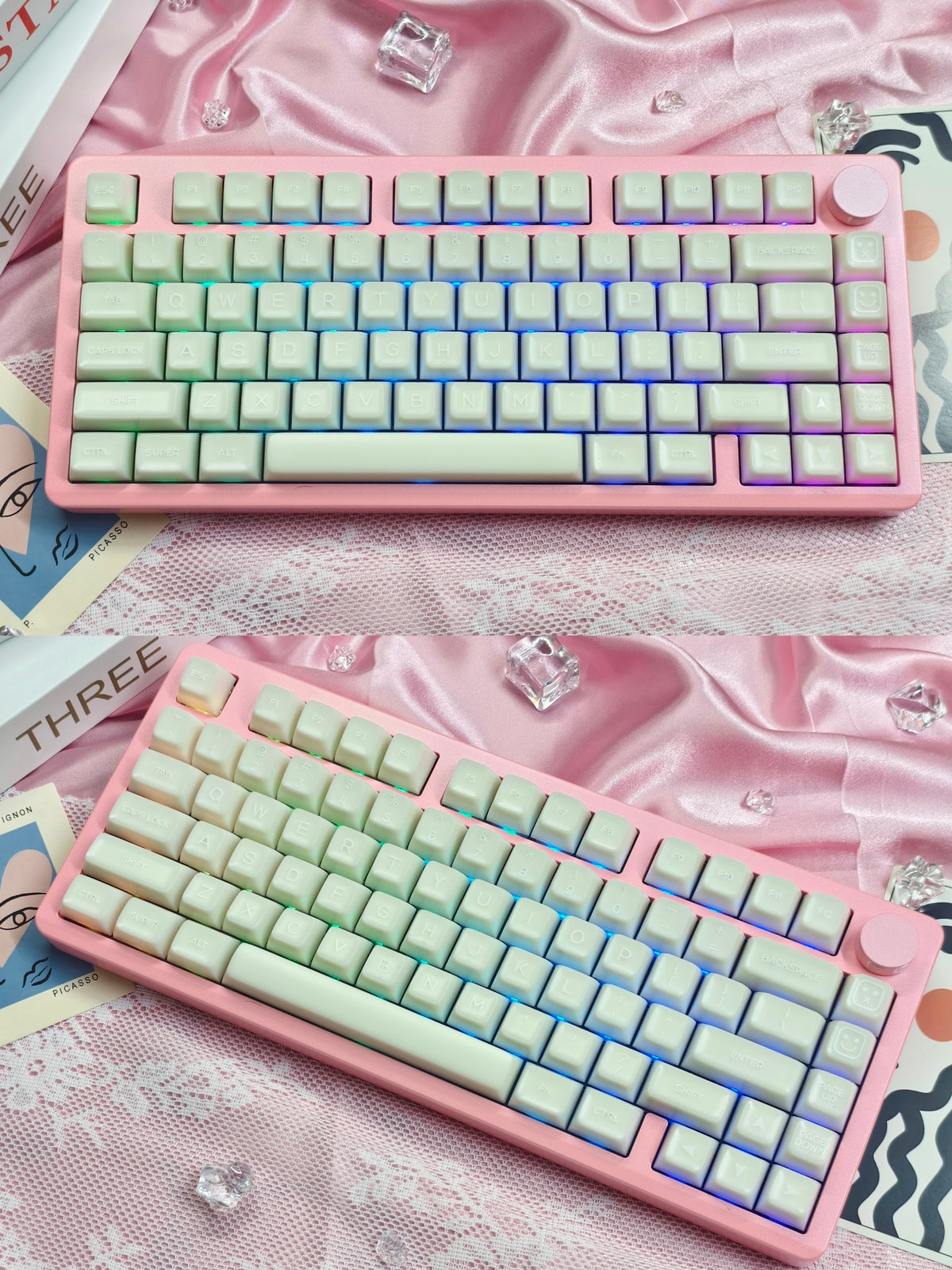 Semi-Transparent Minimalist White Keycaps - Diykeycap
