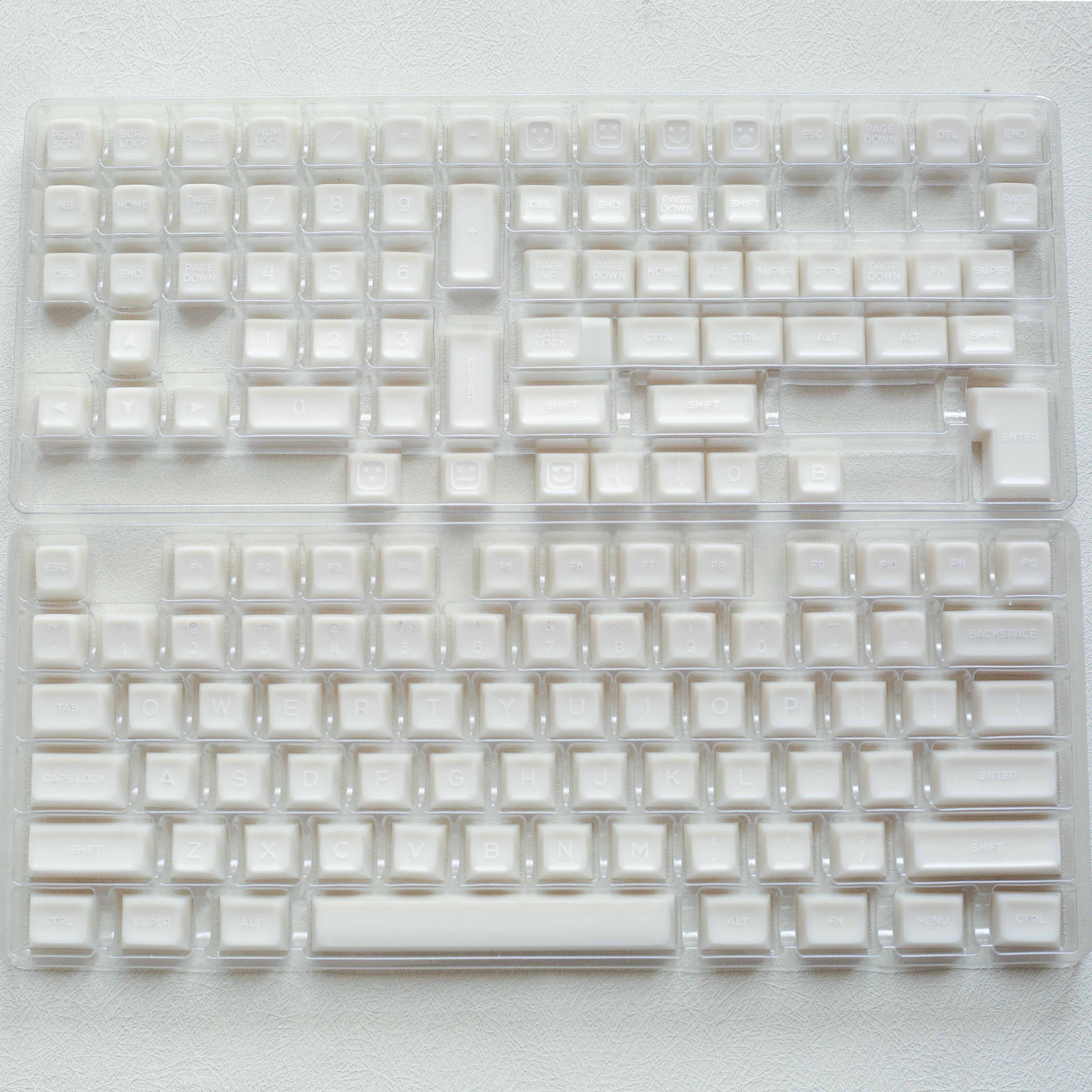 Semi-Transparent Minimalist White Keycaps | Diykeycap