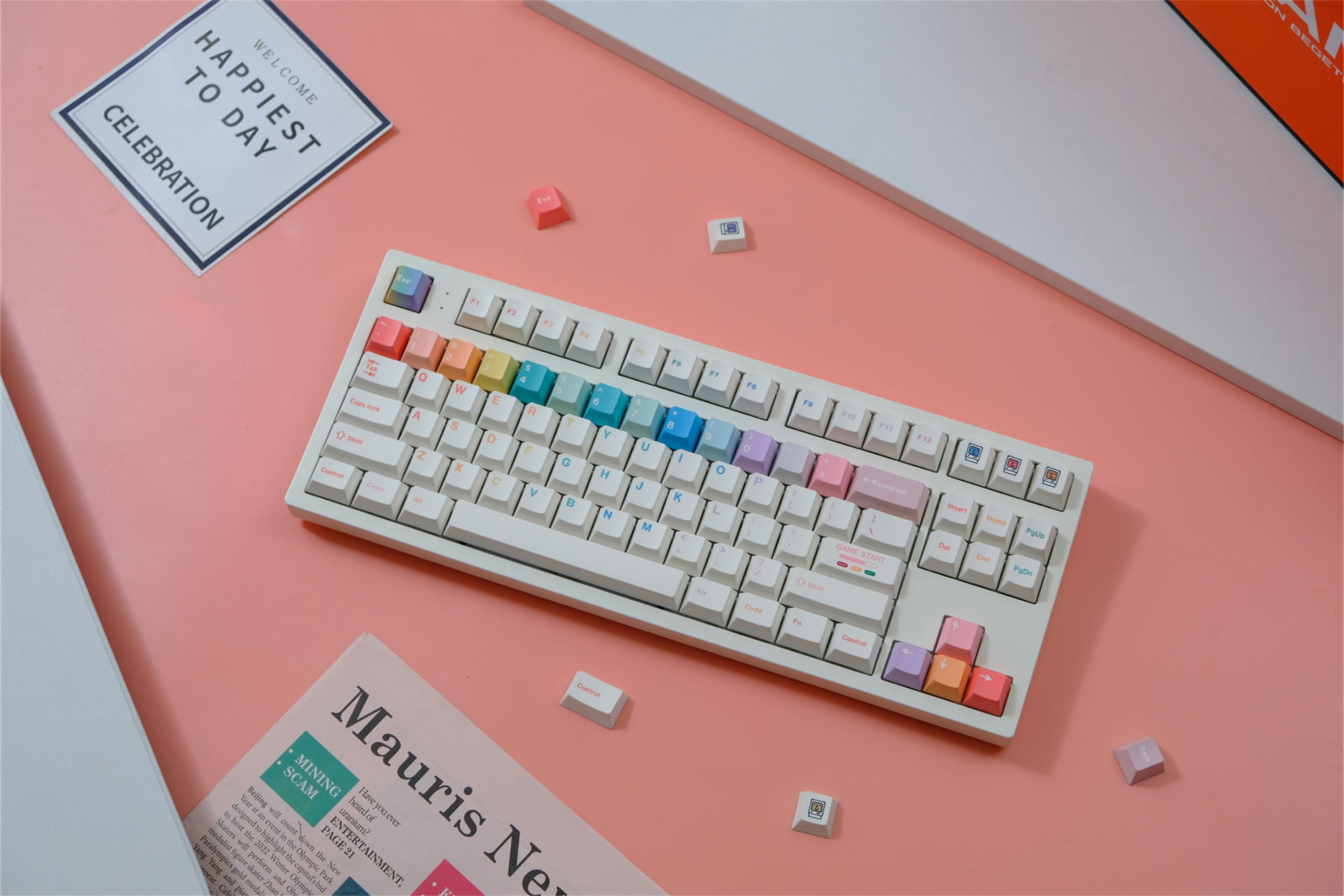 Rainbow Macaron Keycaps - Diykeycap