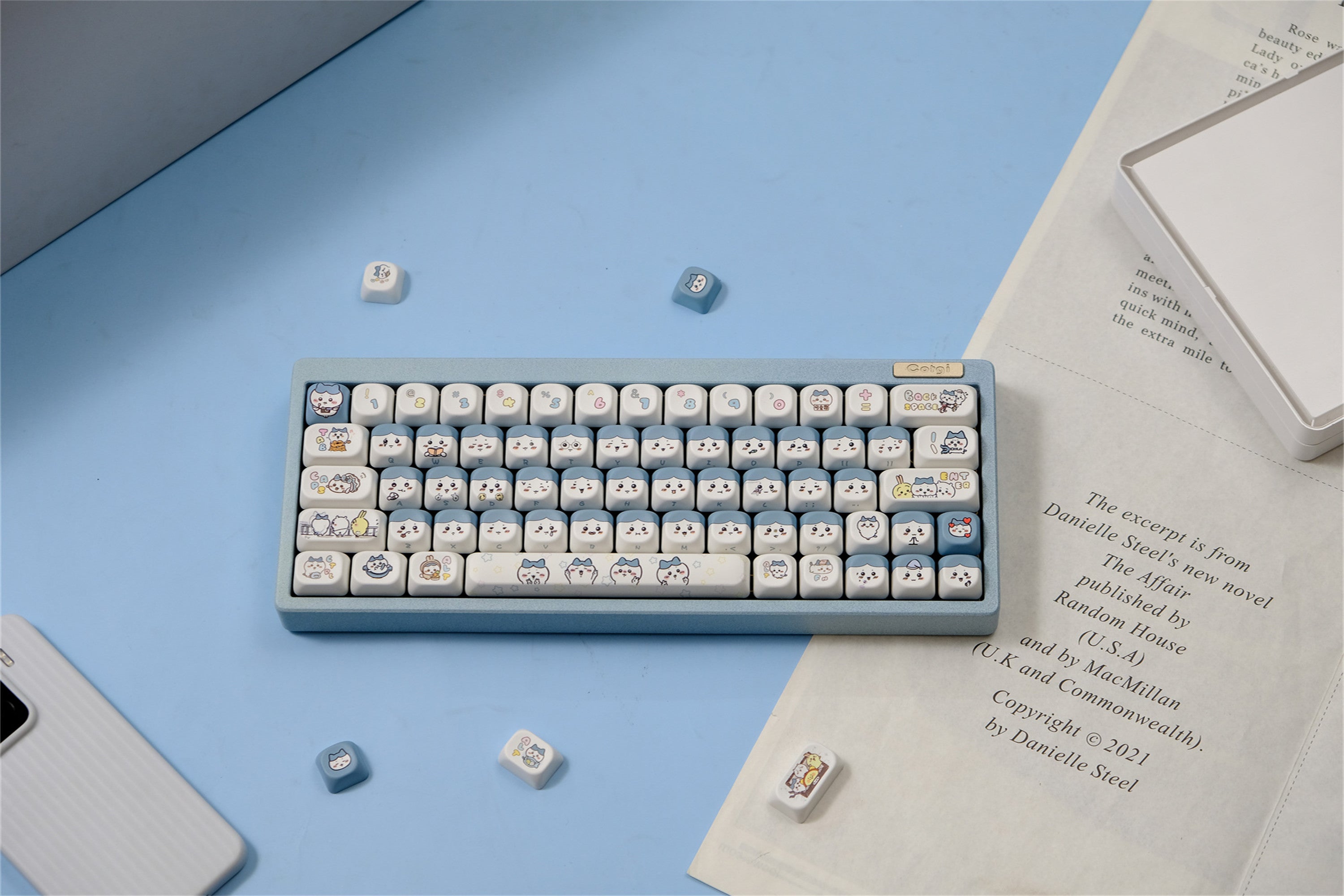 Hachiware Blue Cat Keycaps