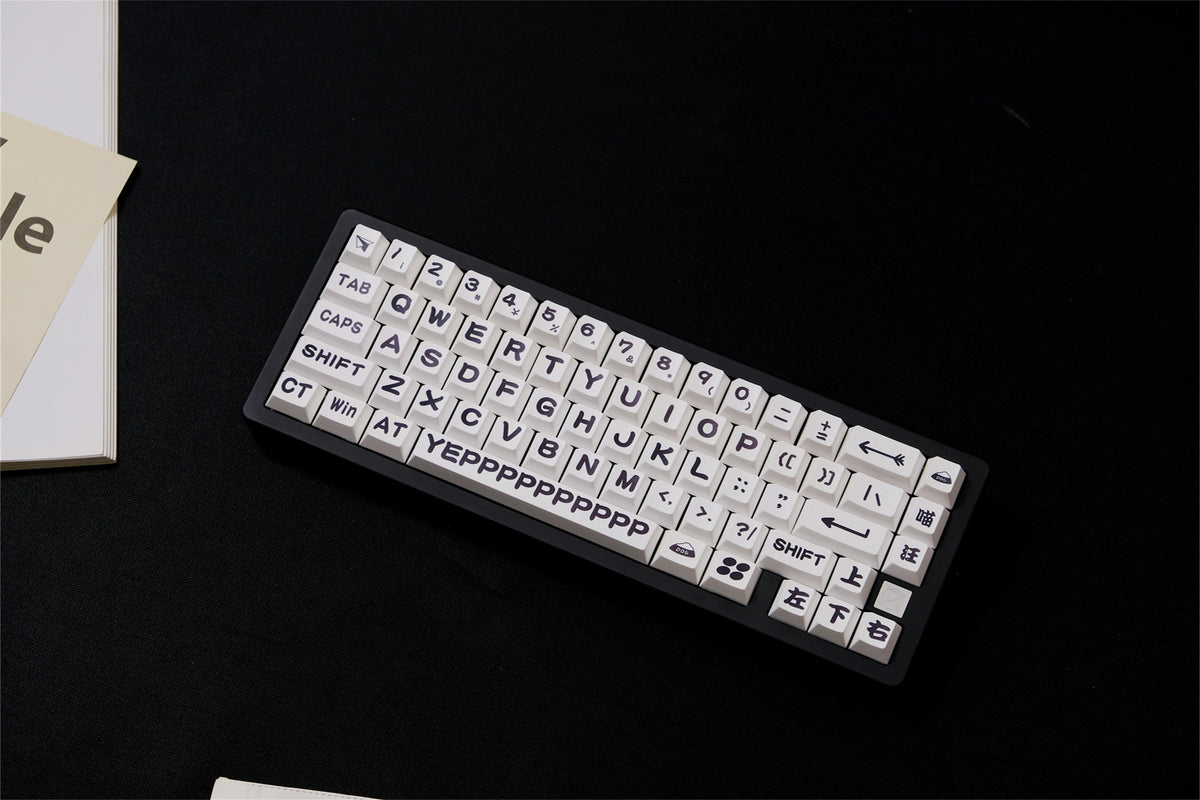 "Meow & Woof" Black & White Keycaps - Diykeycap