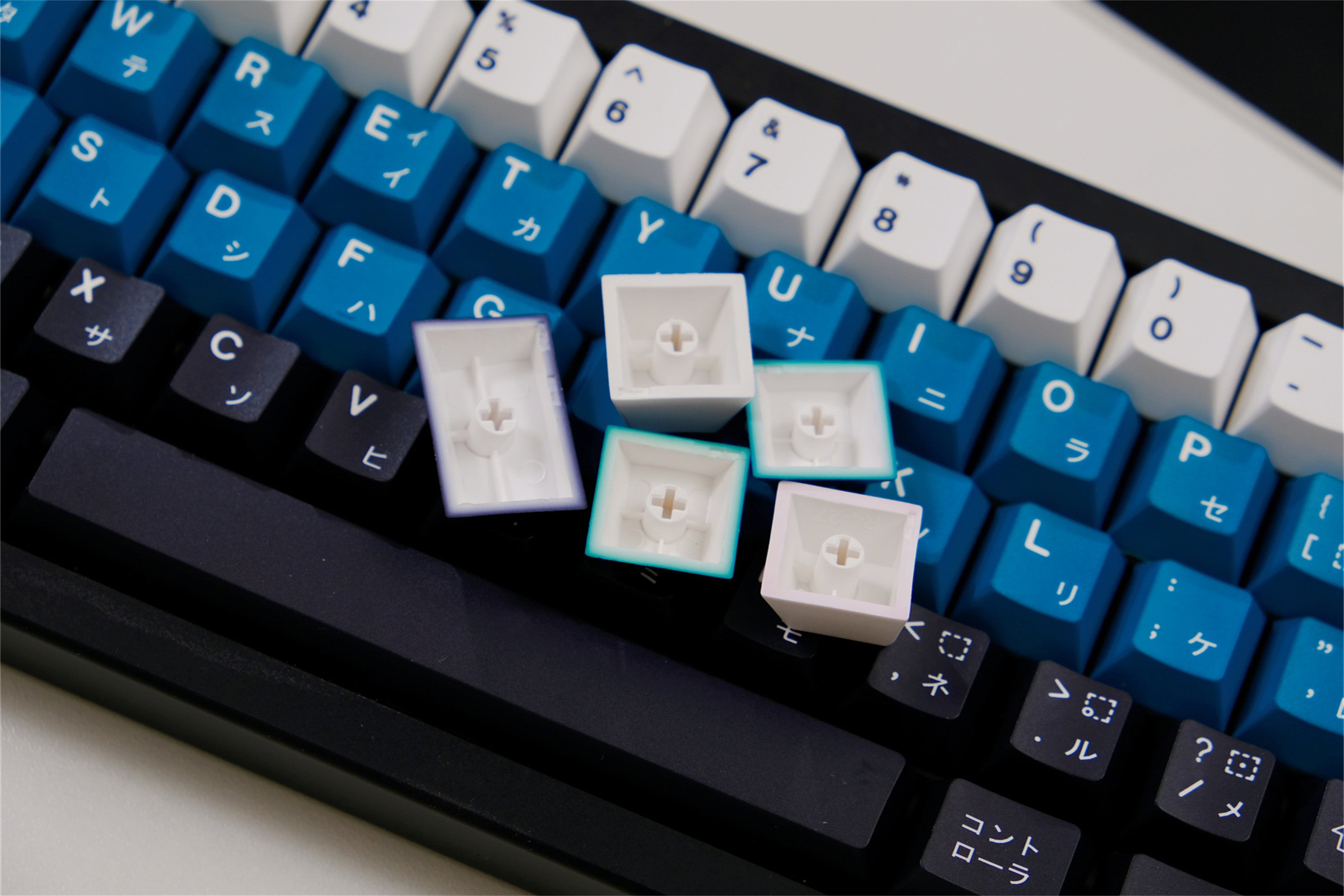 Teal & Navy Blue PBT Keycaps - Diykeycap