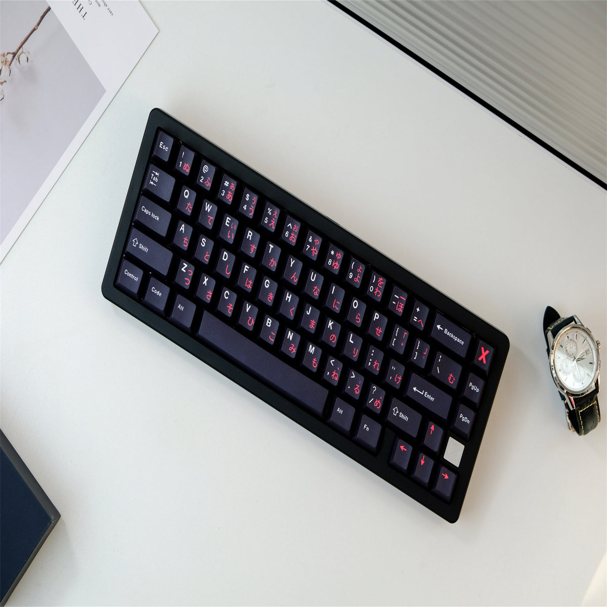 WoB with Crimson Hiragana Keycaps - Diykeycap