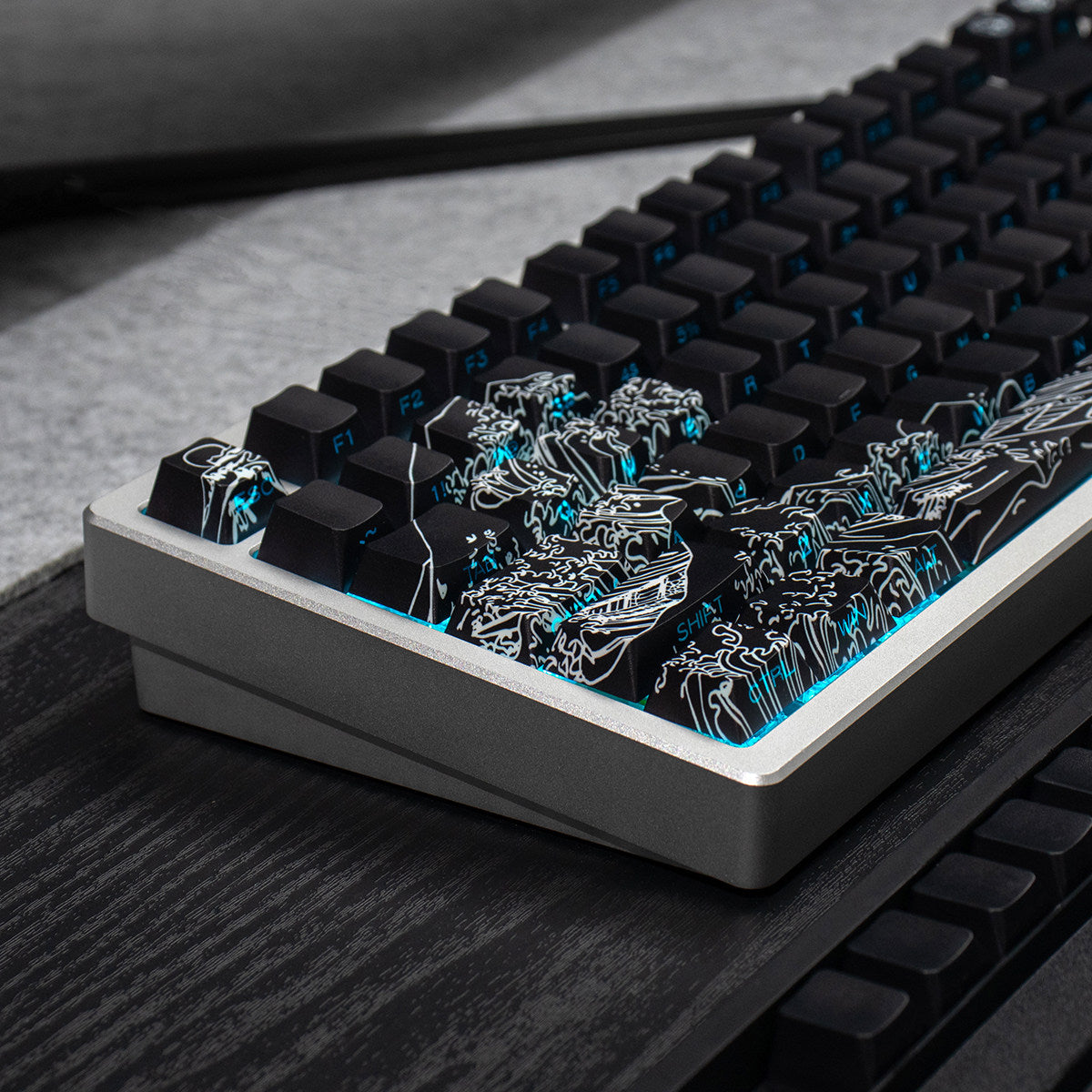 Ukiyo-e Theme Side-Lit Shine Through Keycaps White Red Black keycaps - Diykeycap