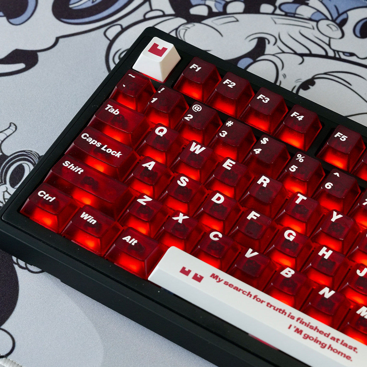 Frosted Translucent Red PBT keycaps - Diykeycap