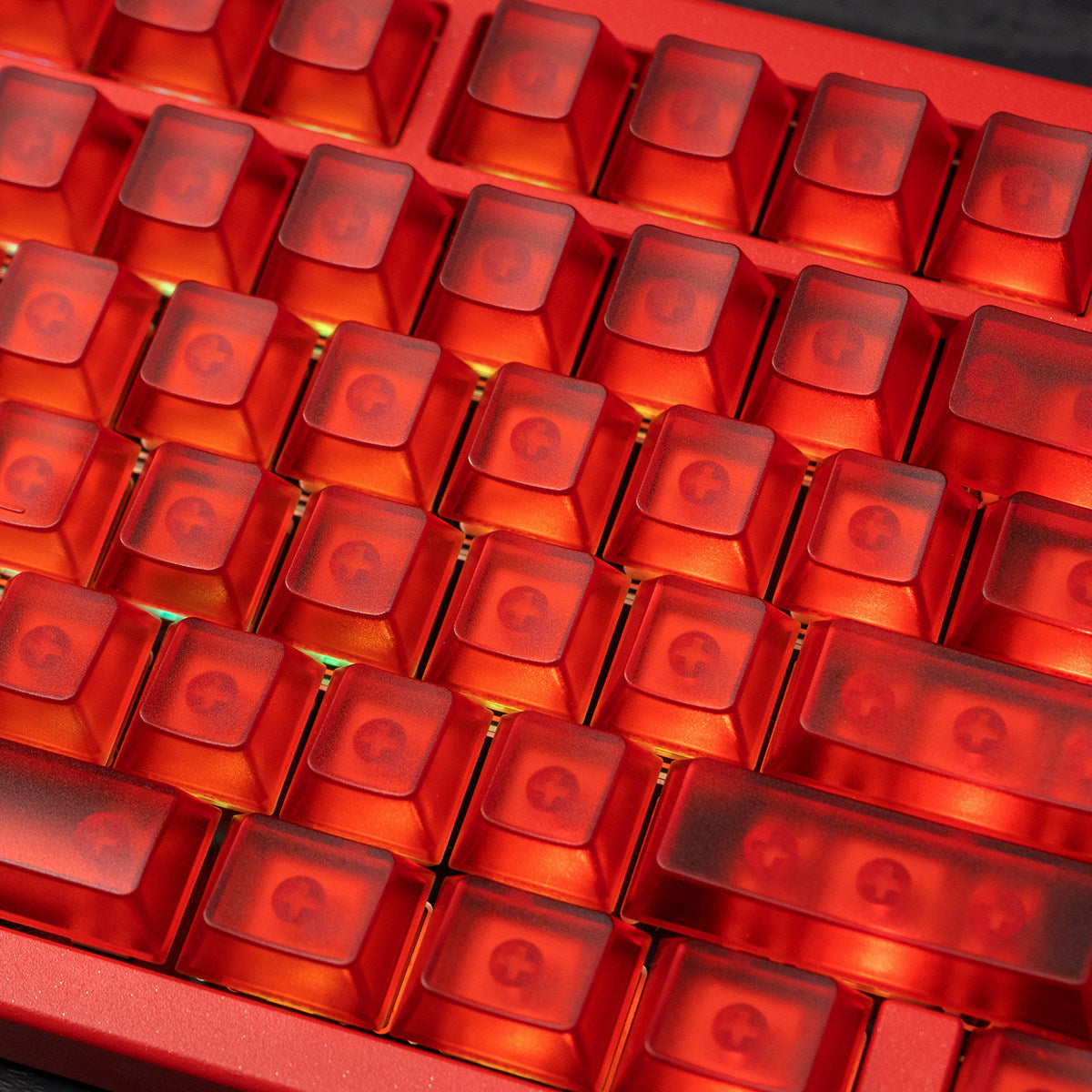 Frosted Translucent Red PBT keycaps - Diykeycap