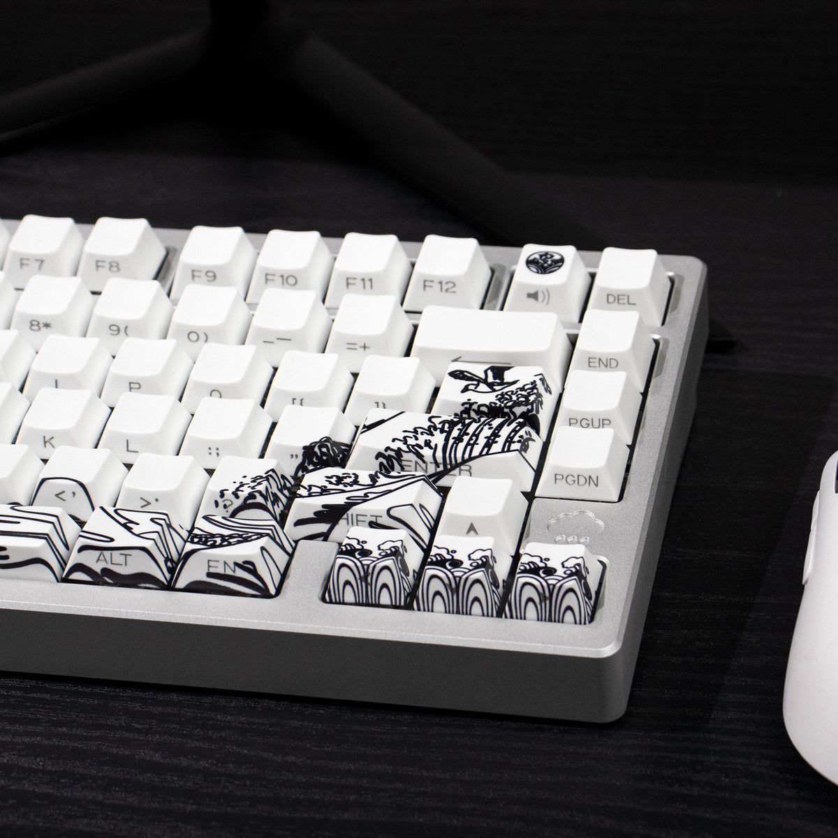 Ukiyo-e Theme Side-Lit Shine Through Keycaps White Red Black keycaps - Diykeycap