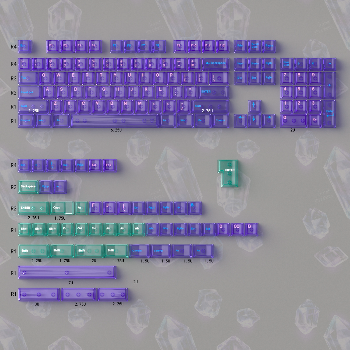 Crystal Purple Translucent Keycaps - Diykeycap