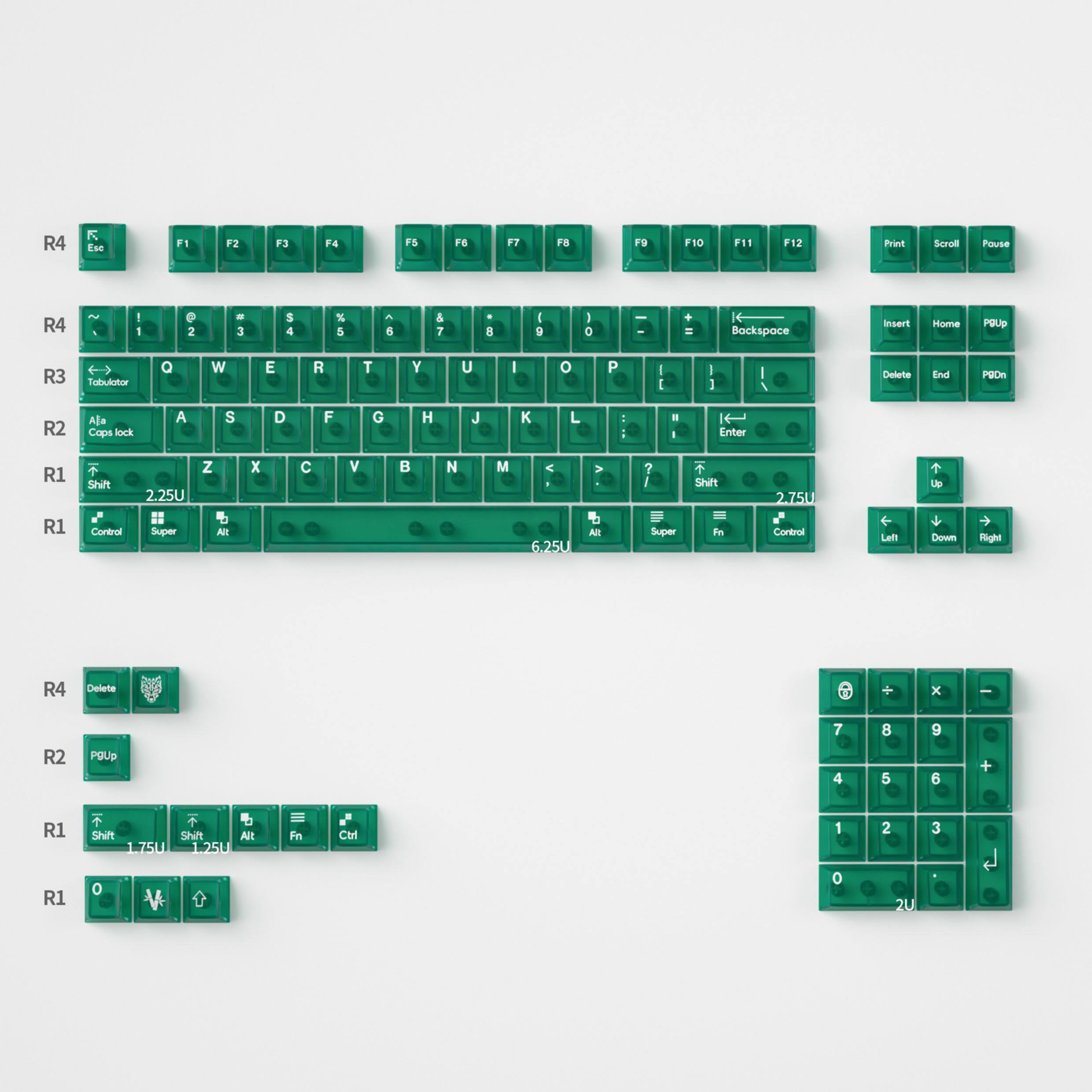 Green Transparent PBT keycaps