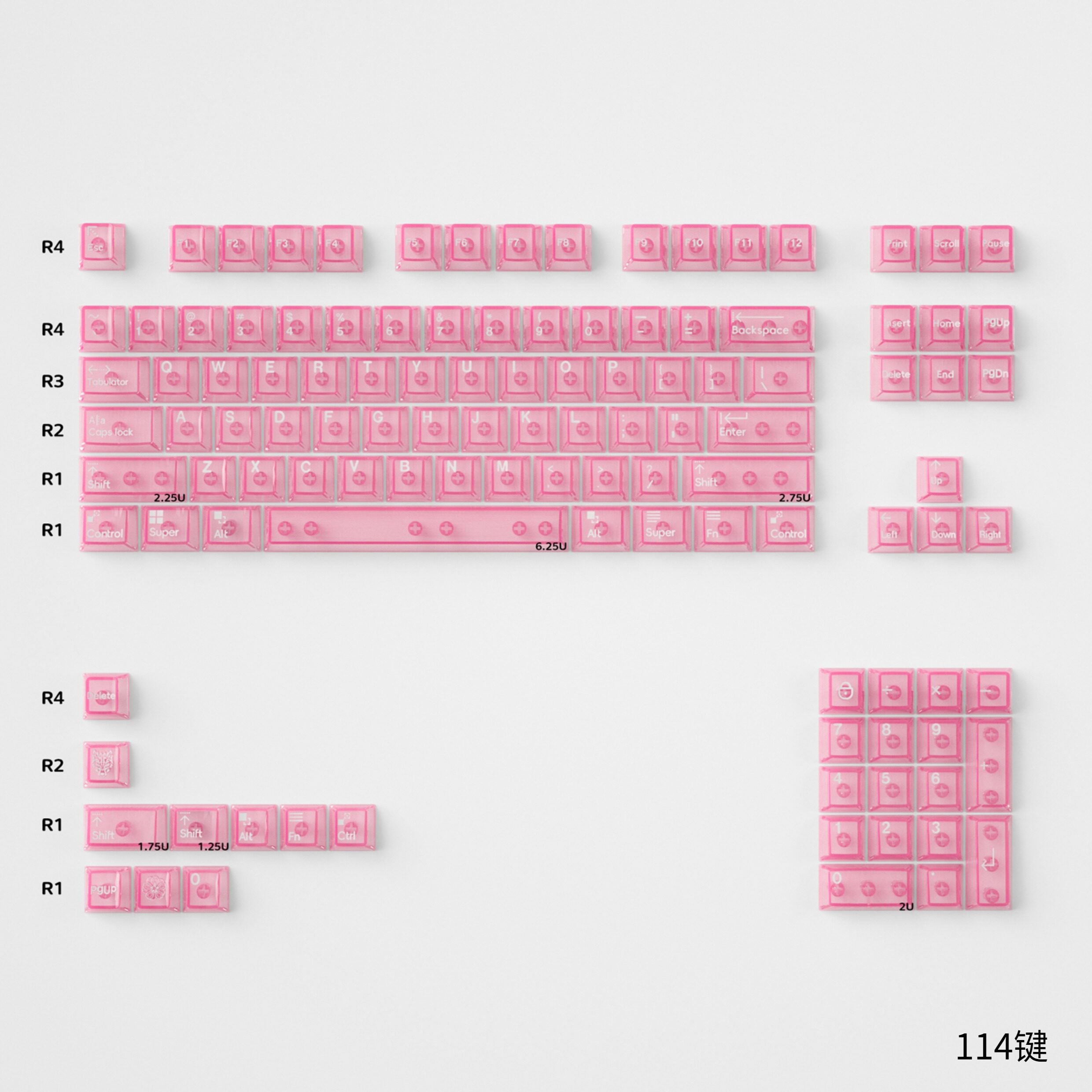 Pink Transparent PBT keycaps - Diykeycap