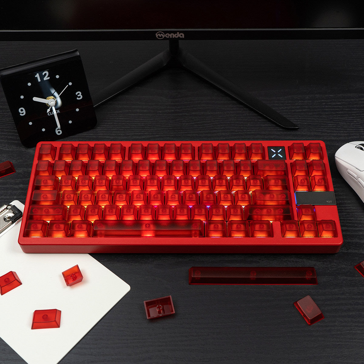 Frosted Translucent Red PBT keycaps - Diykeycap
