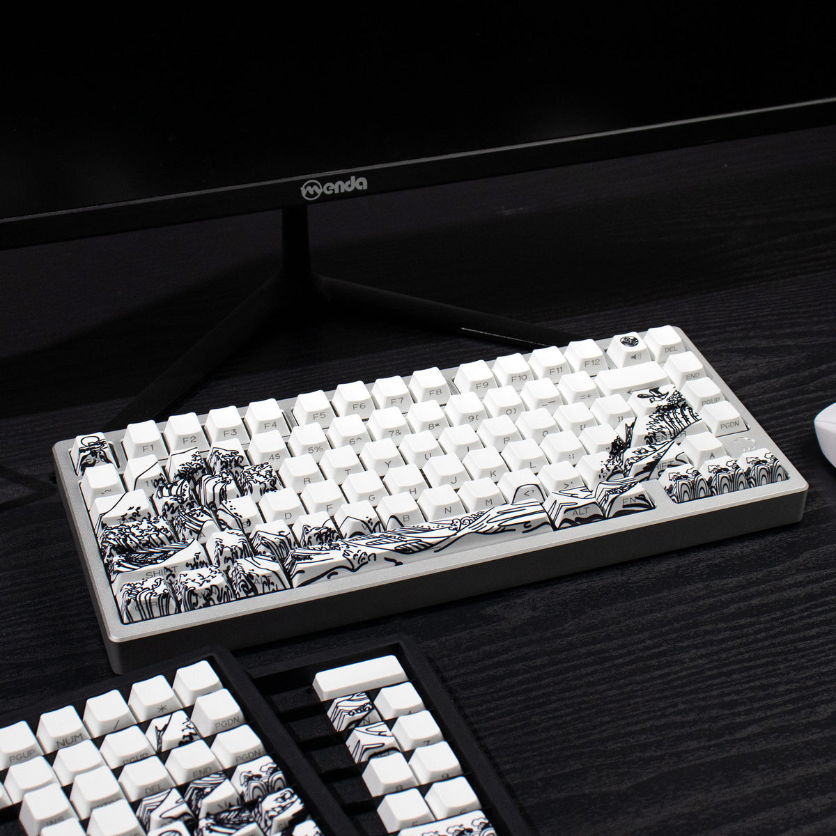 Ukiyo-e Theme Side-Lit Shine Through Keycaps White Red Black keycaps - Diykeycap