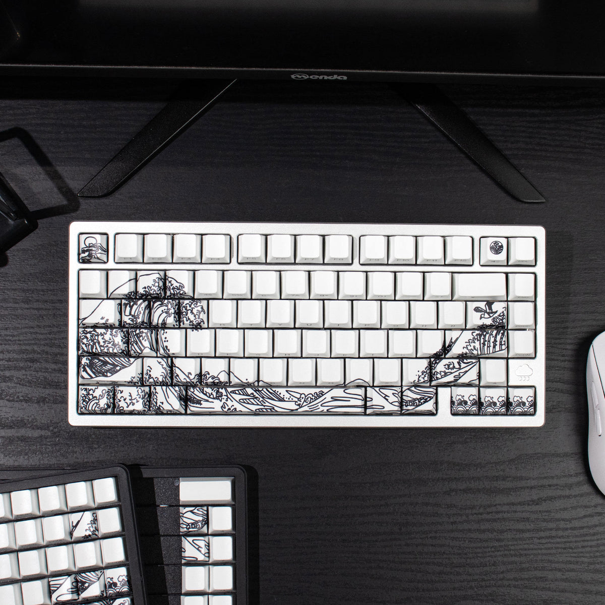 Ukiyo-e Theme Side-Lit Shine Through Keycaps White Red Black keycaps - Diykeycap