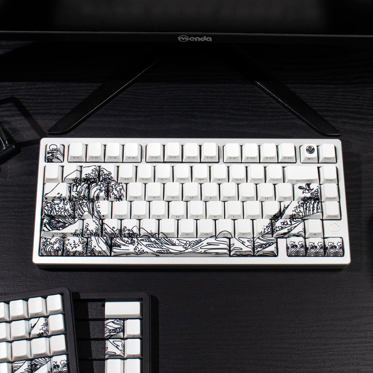 Ukiyo-e Theme Side-Lit Shine Through Keycaps White Red Black keycaps - Diykeycap