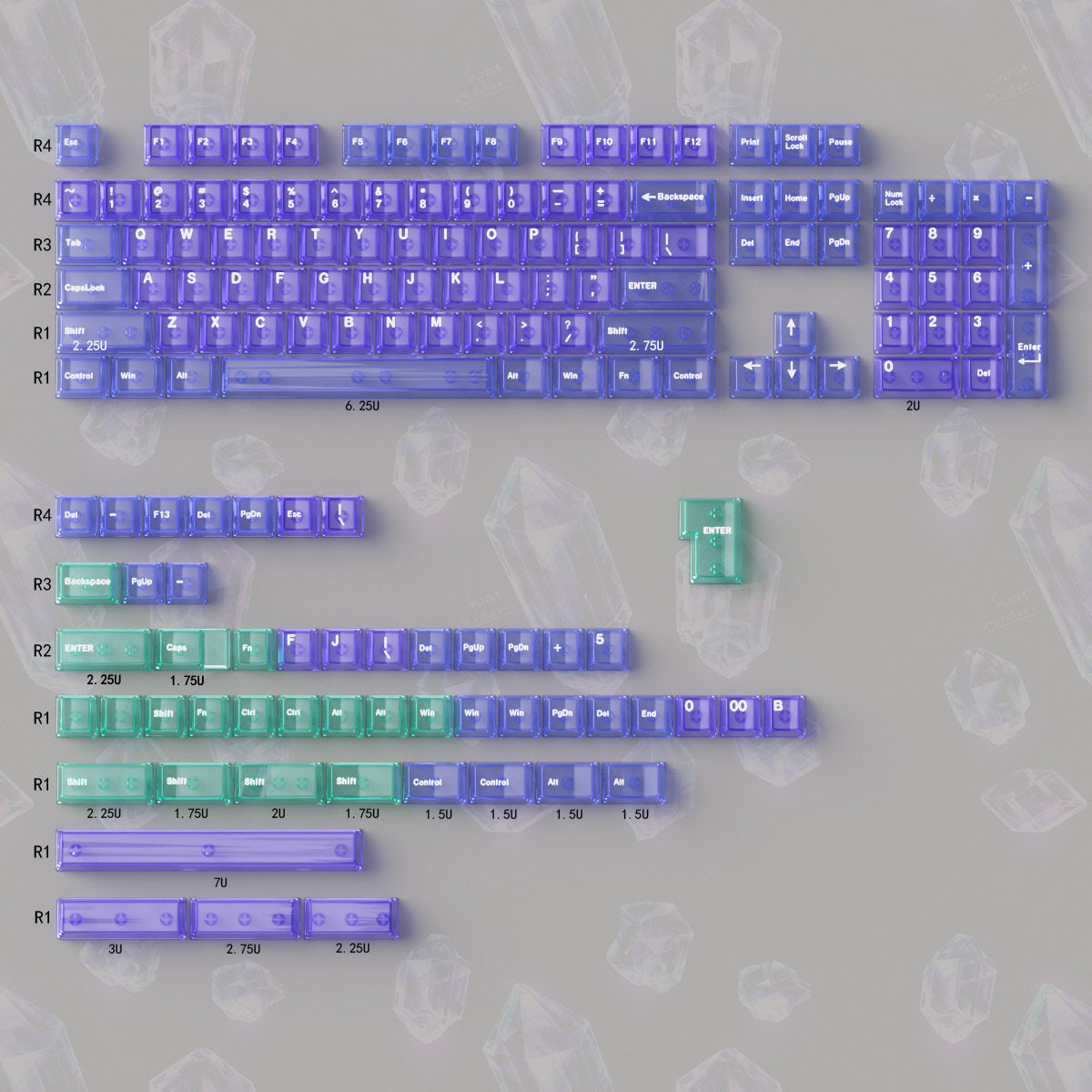 Crystal Purple Translucent Keycaps - Diykeycap