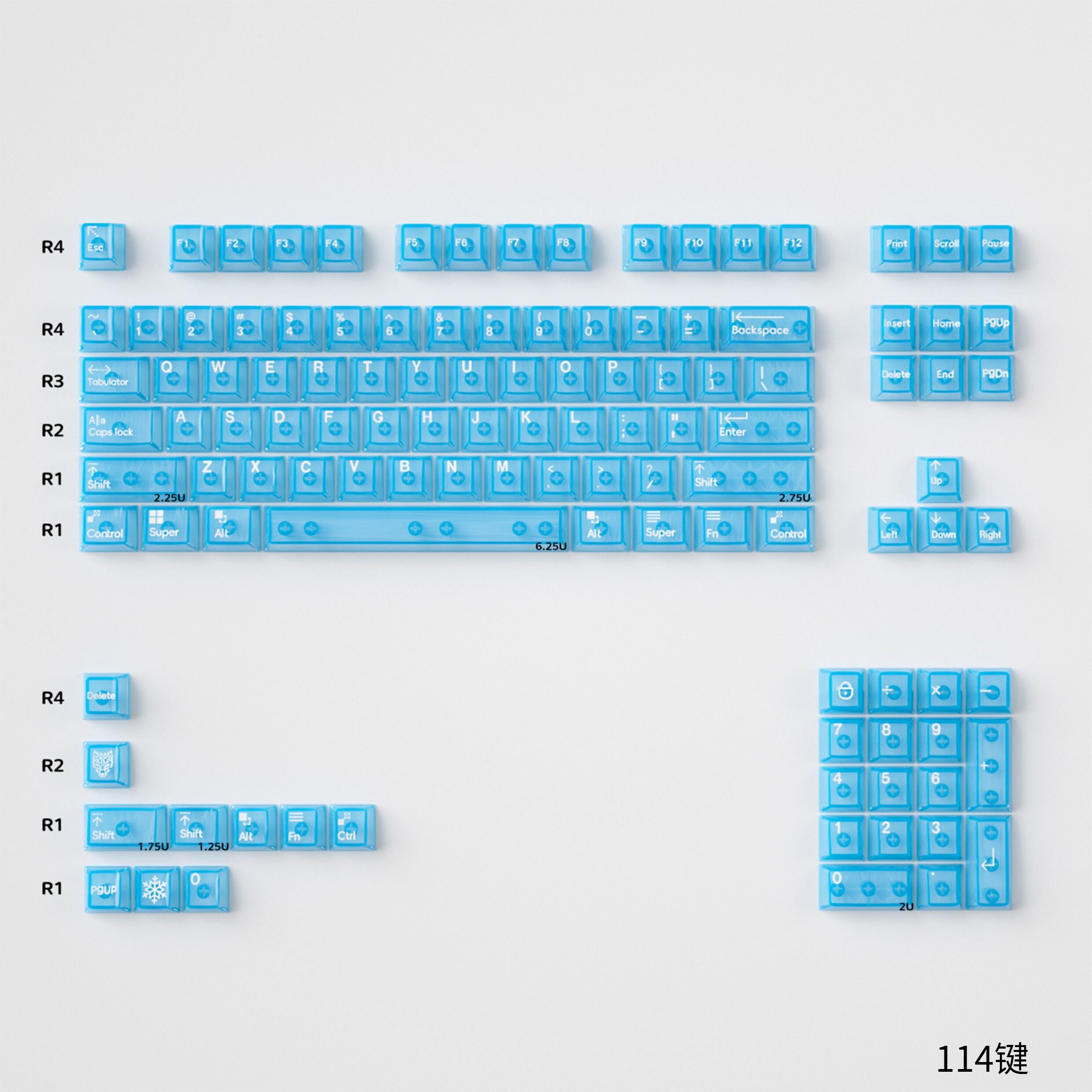 Blue Transparent PBT keycaps - Diykeycap