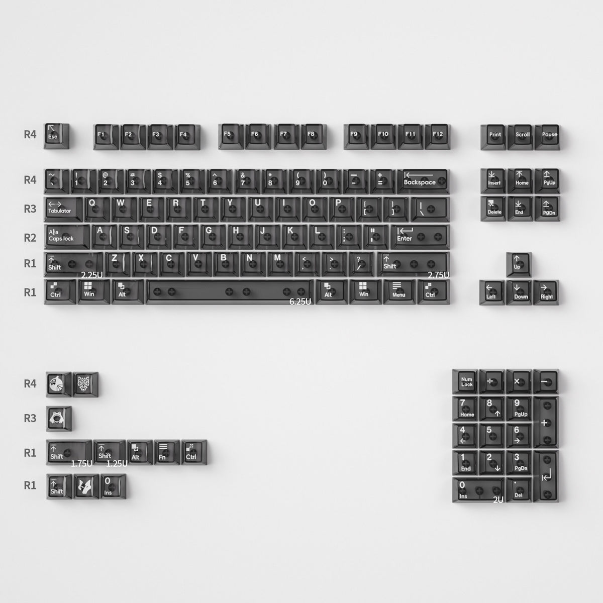 Black Transparent PBT keycaps - Diykeycap