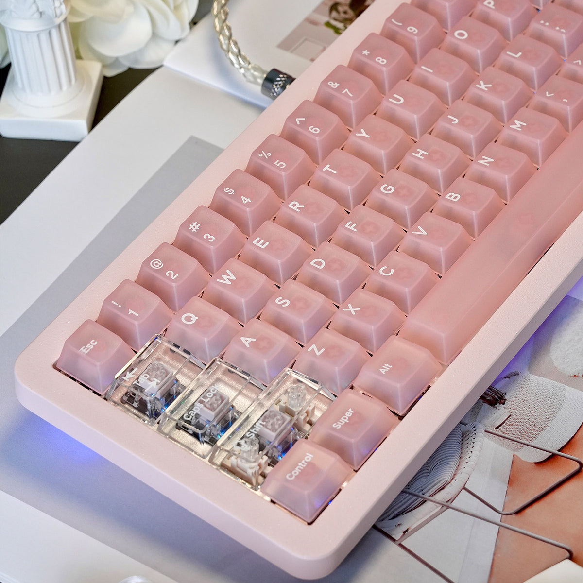 Mint Pink PC Matte Frosted Keycaps - Diykeycap