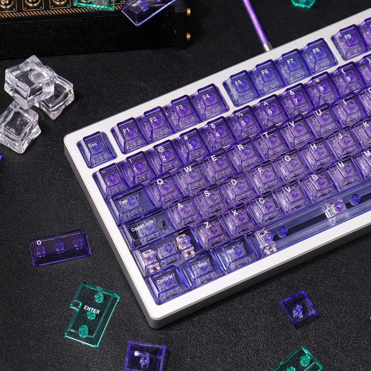 Crystal Purple Translucent Keycaps - Diykeycap